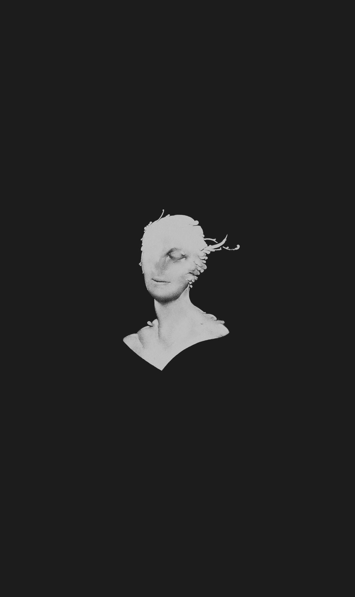 Glitch art sculpture of a head with feathers HD Phone Wallpaper