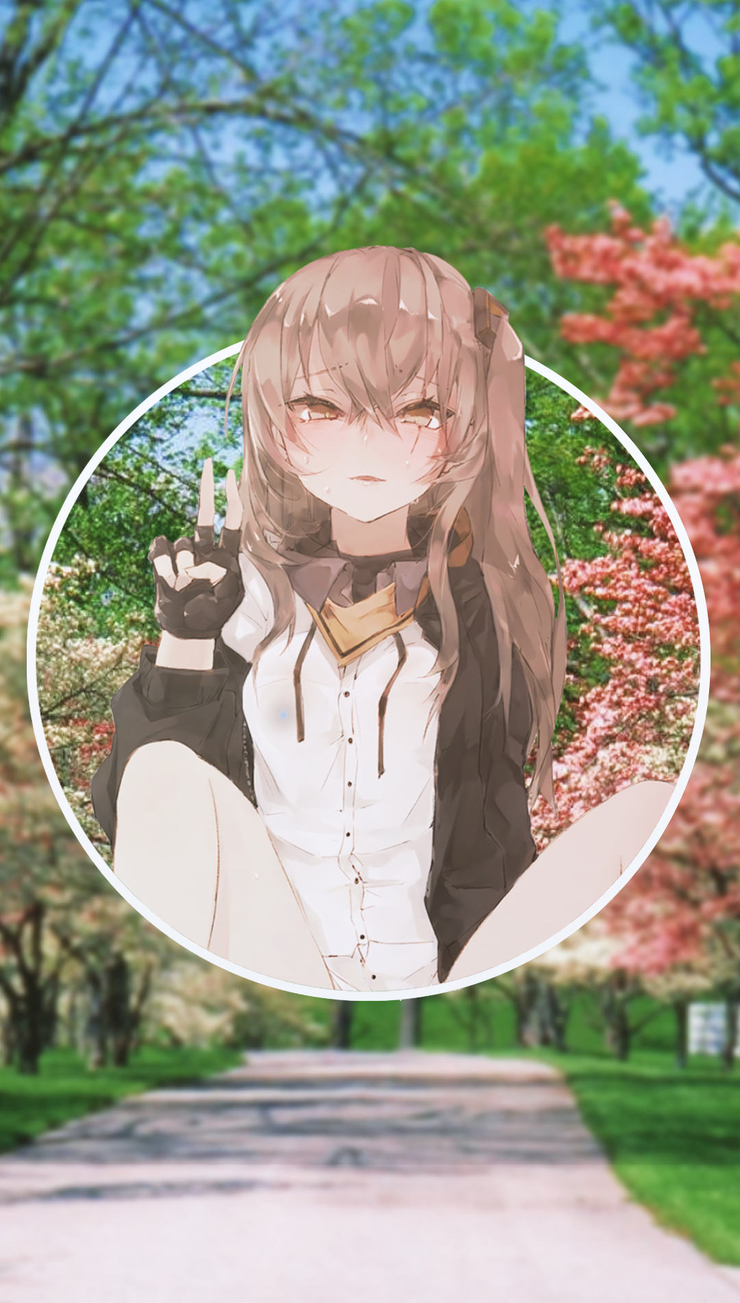 Anime girl with brown hair in a park HD Phone Wallpaper