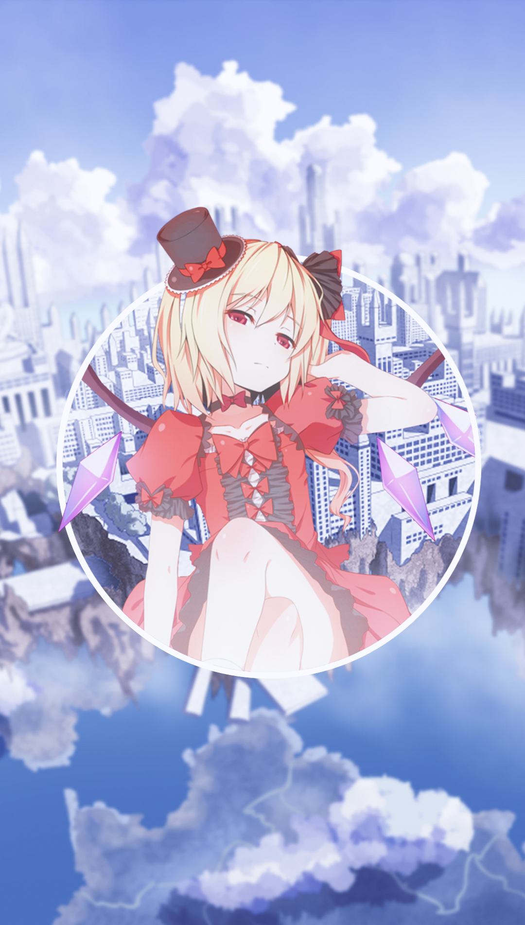 Anime girl in red dress with top hat HD Phone Wallpaper