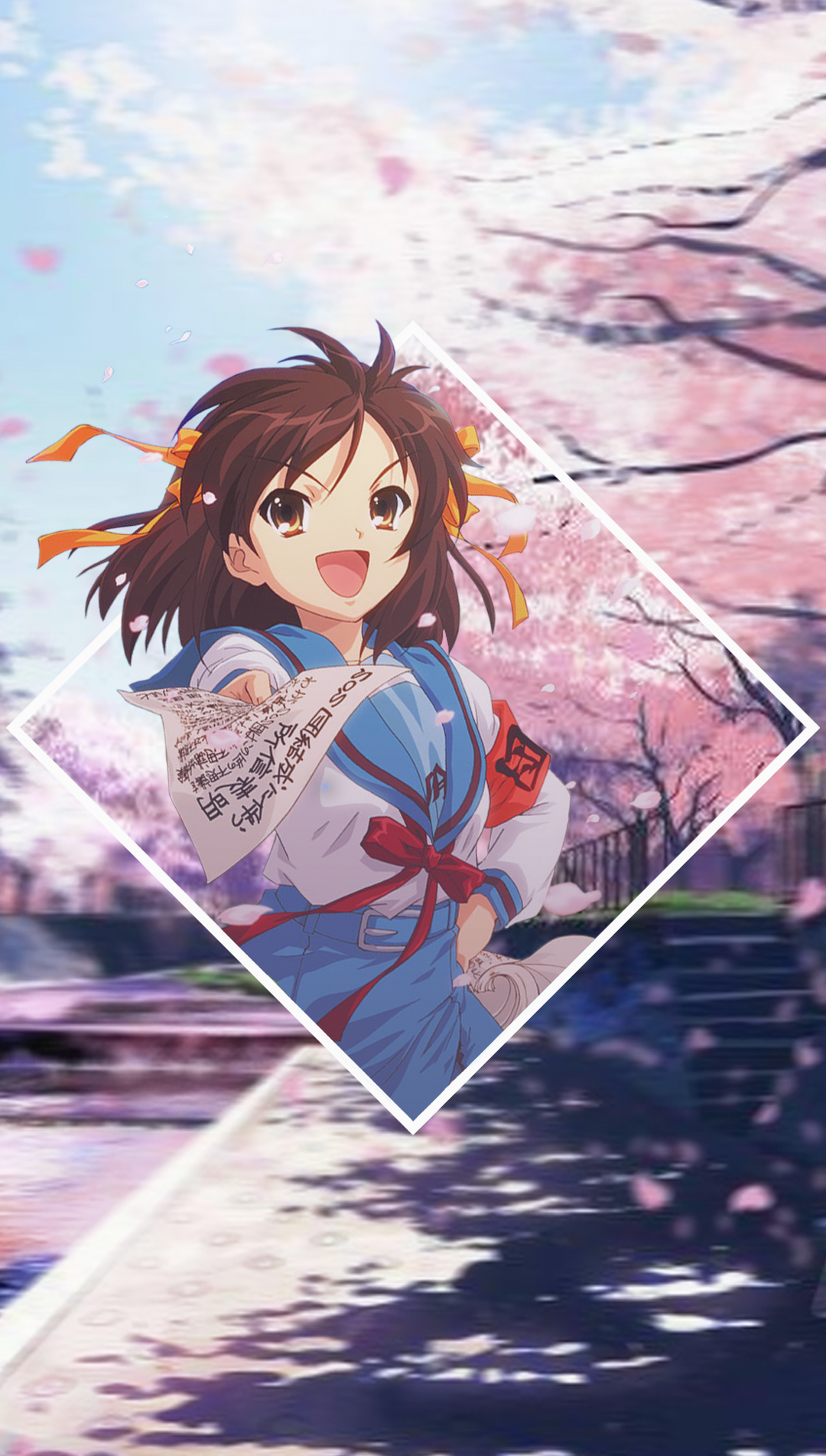 Haruhi Suzumiya from The Melancholy of Haruhi Suzumiya HD Phone Wallpaper