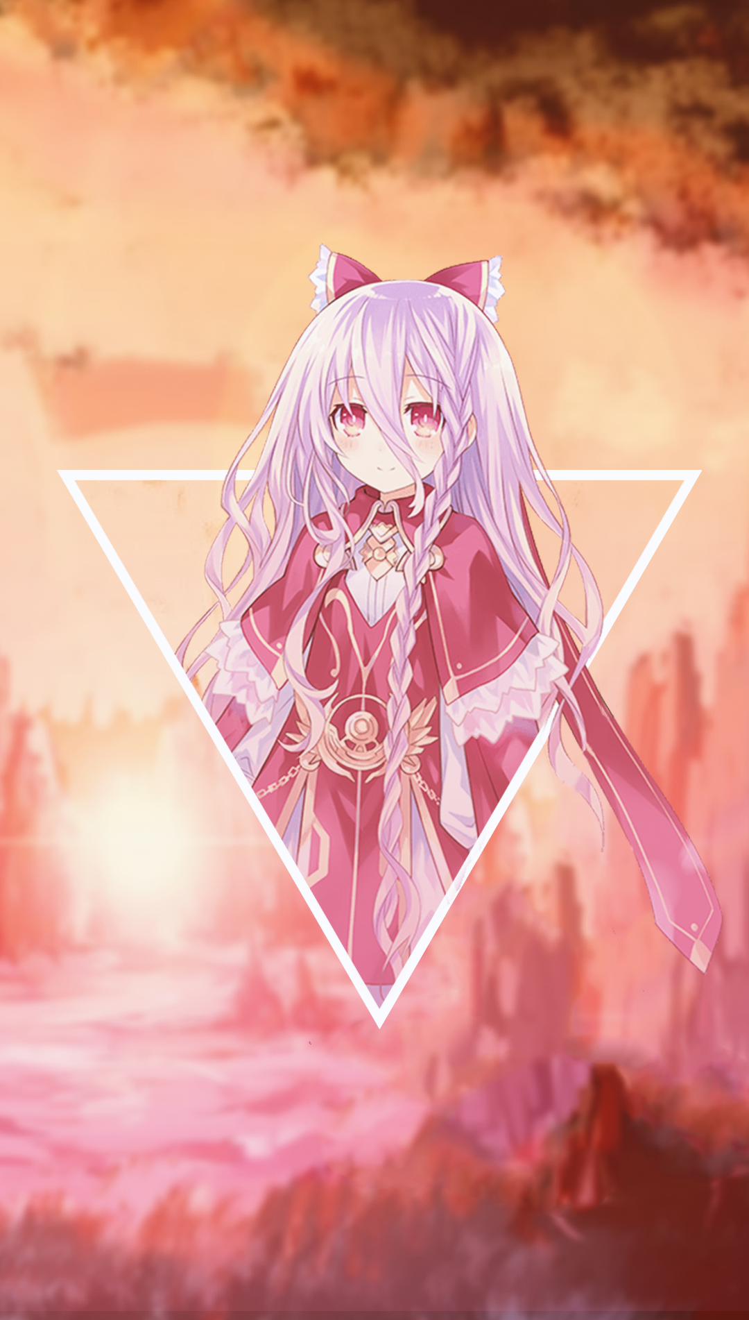 Anime girl with purple hair and pink dress HD Phone Wallpaper