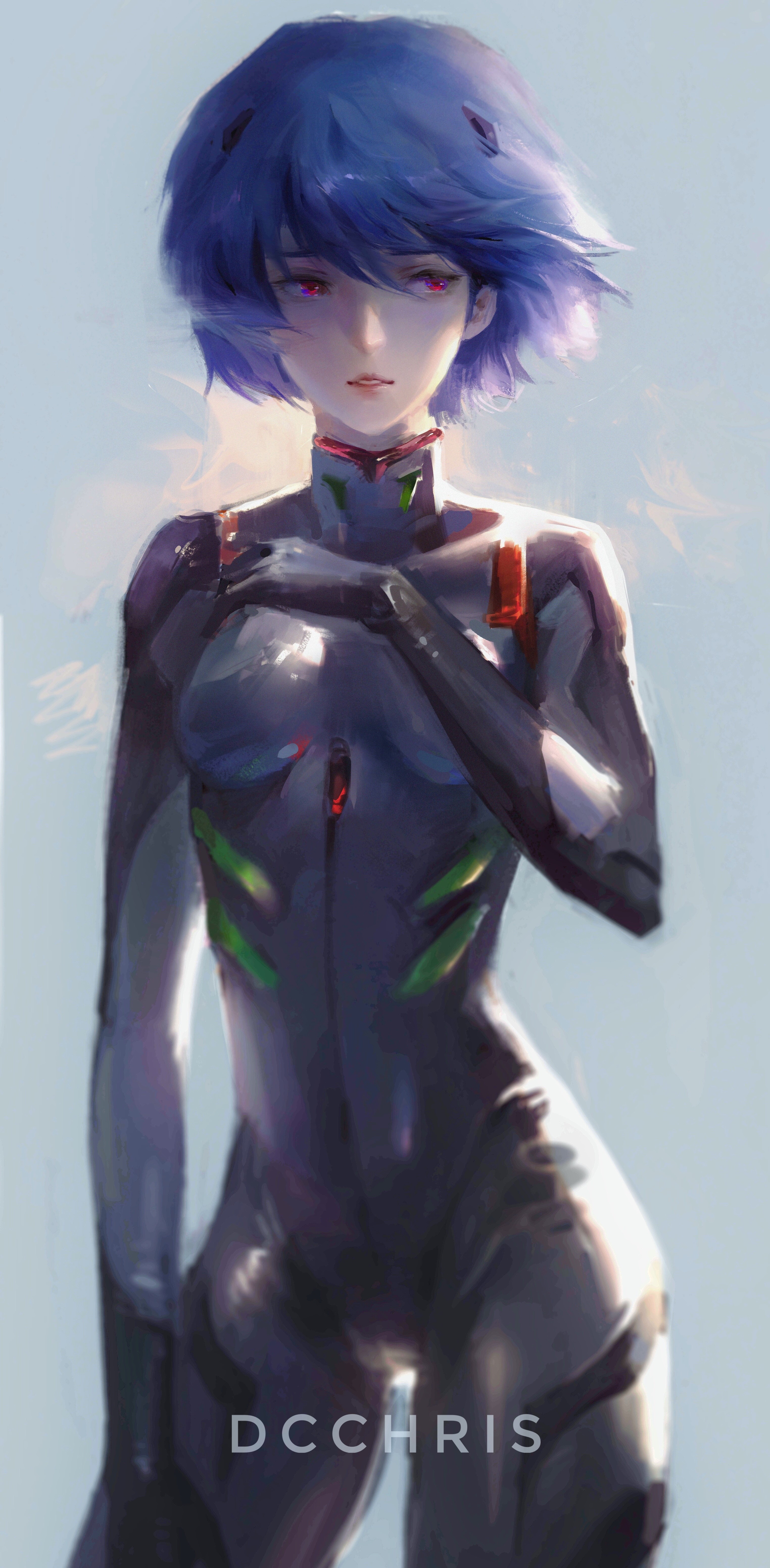 Rei Ayanami from Neon Genesis Evangelion in a Plugsuit HD Phone Wallpaper