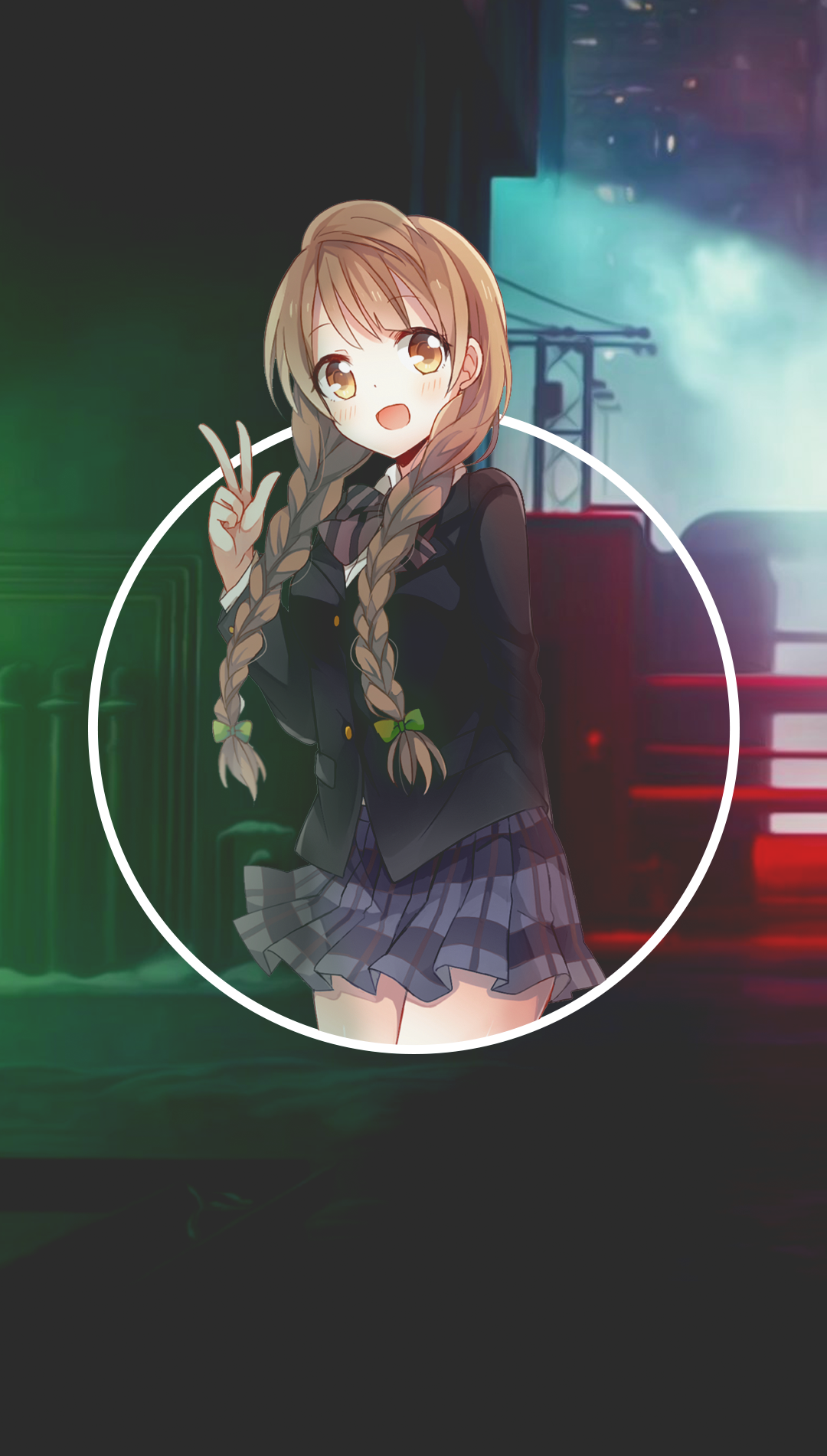 Anime girl with pigtails in a school uniform HD Phone Wallpaper