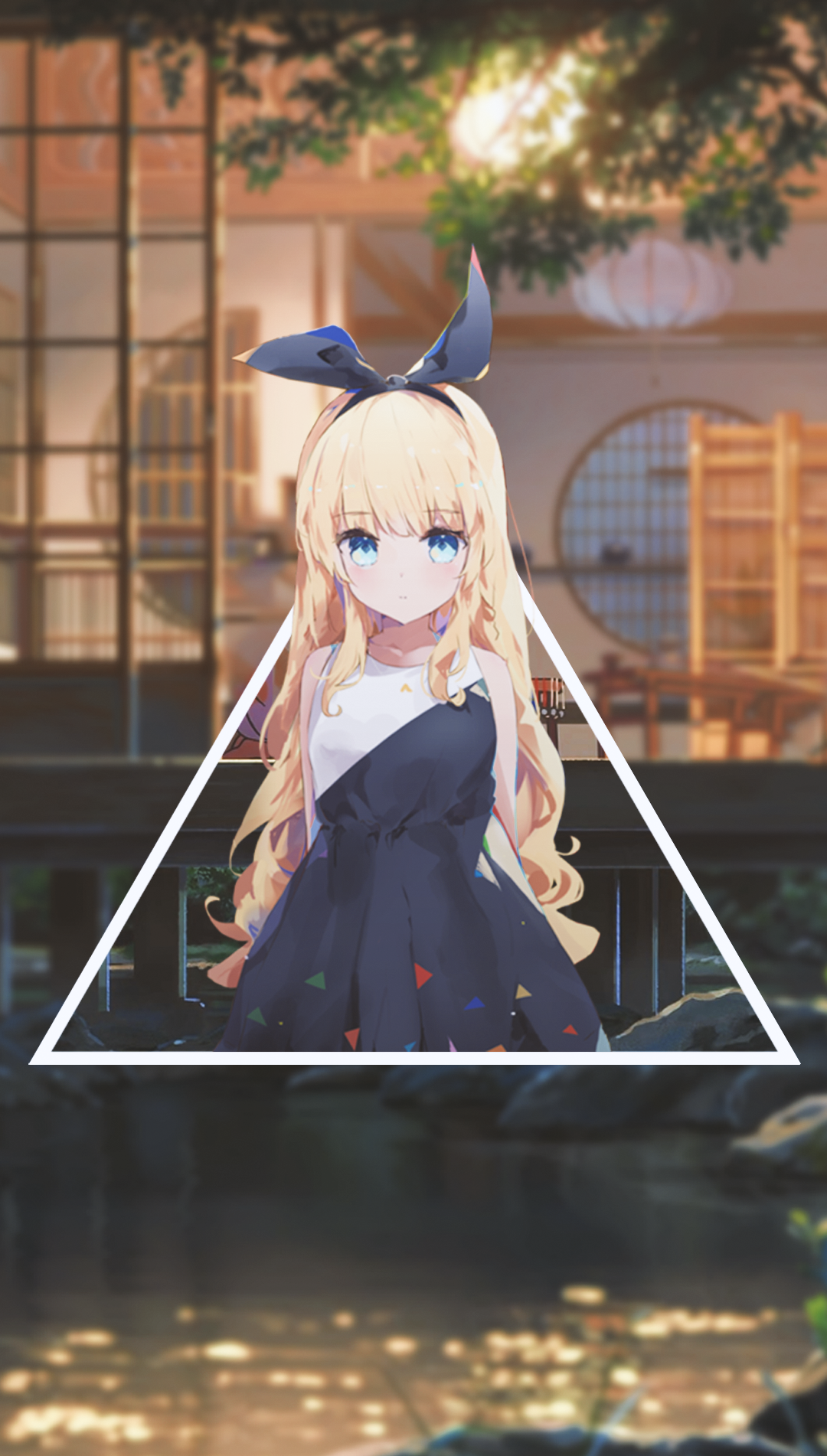Anime girl with blonde hair and blue eyes HD Phone Wallpaper