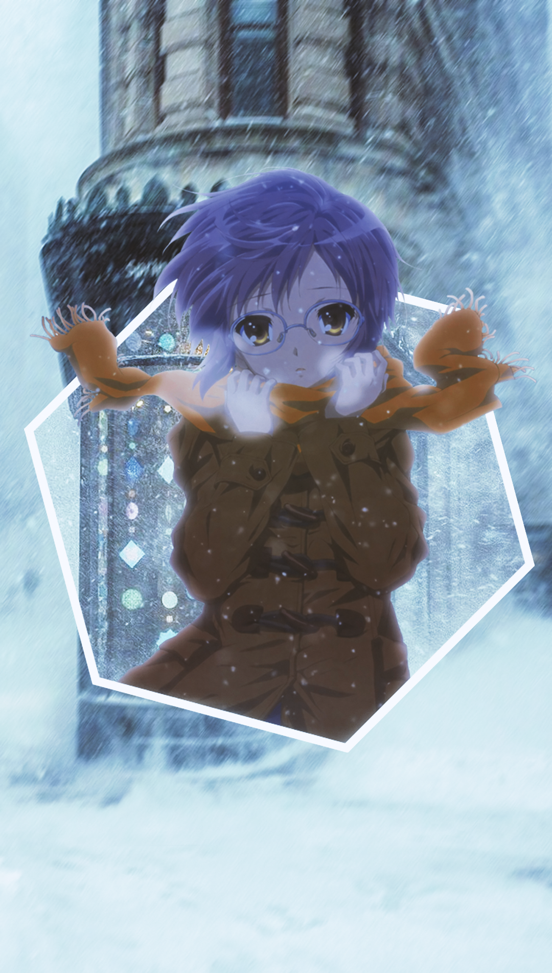 Nagato Yuki from The Melancholy of Haruhi Suzumiya in snow HD Phone Wallpaper