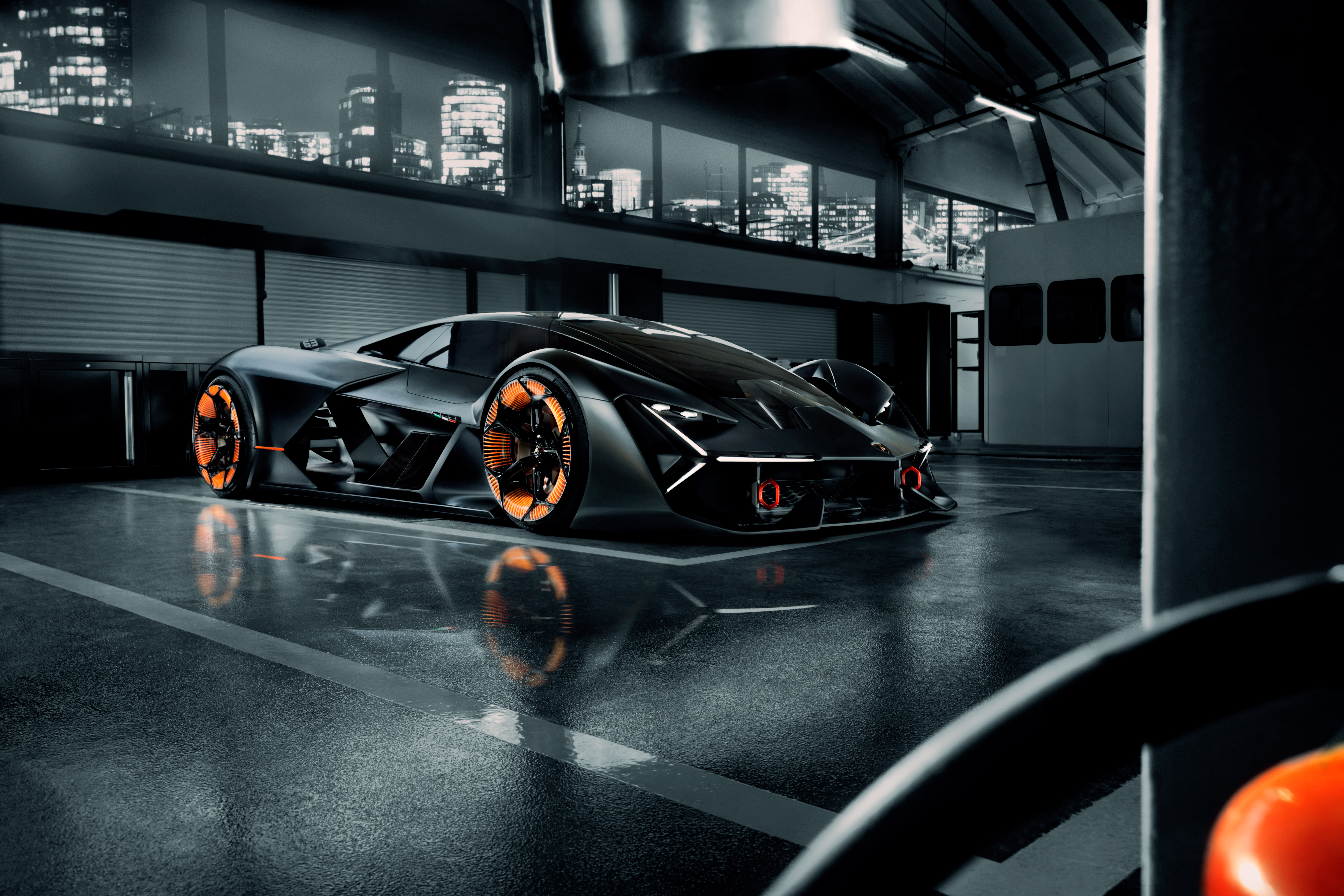 Lamborghini Terzo Millennio concept car in garage HD Wallpaper