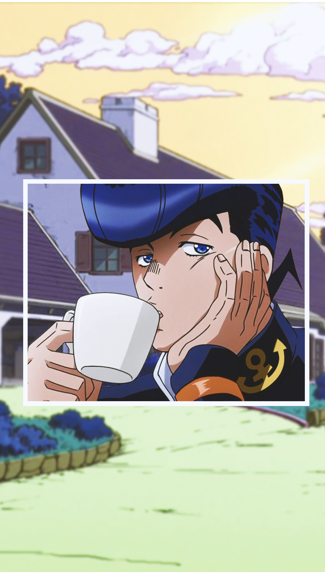 Josuke Higashikata from JoJo's Bizarre Adventure drinking coffee HD Phone Wallpaper