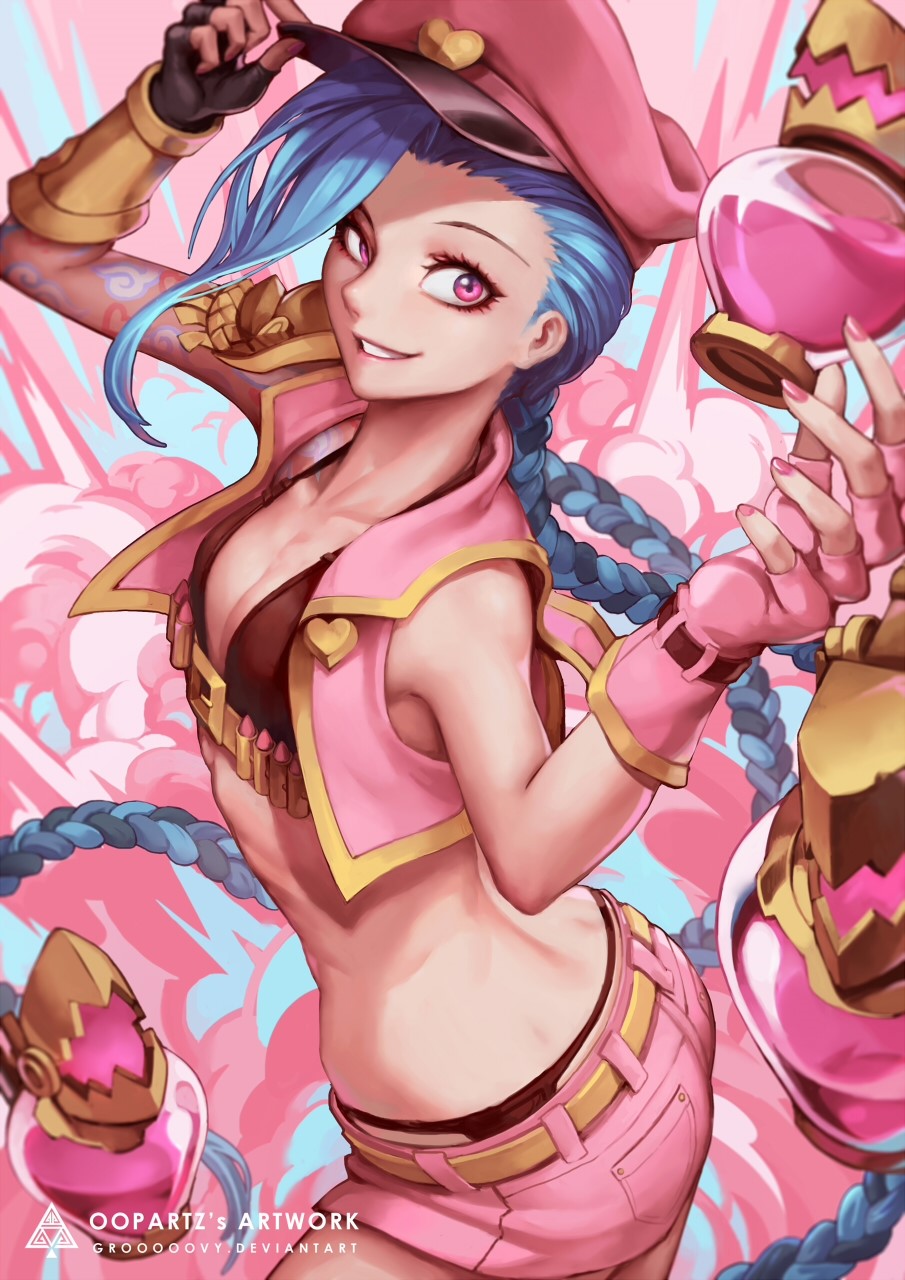 Jinx from League of Legends with pink outfit HD Phone Wallpaper