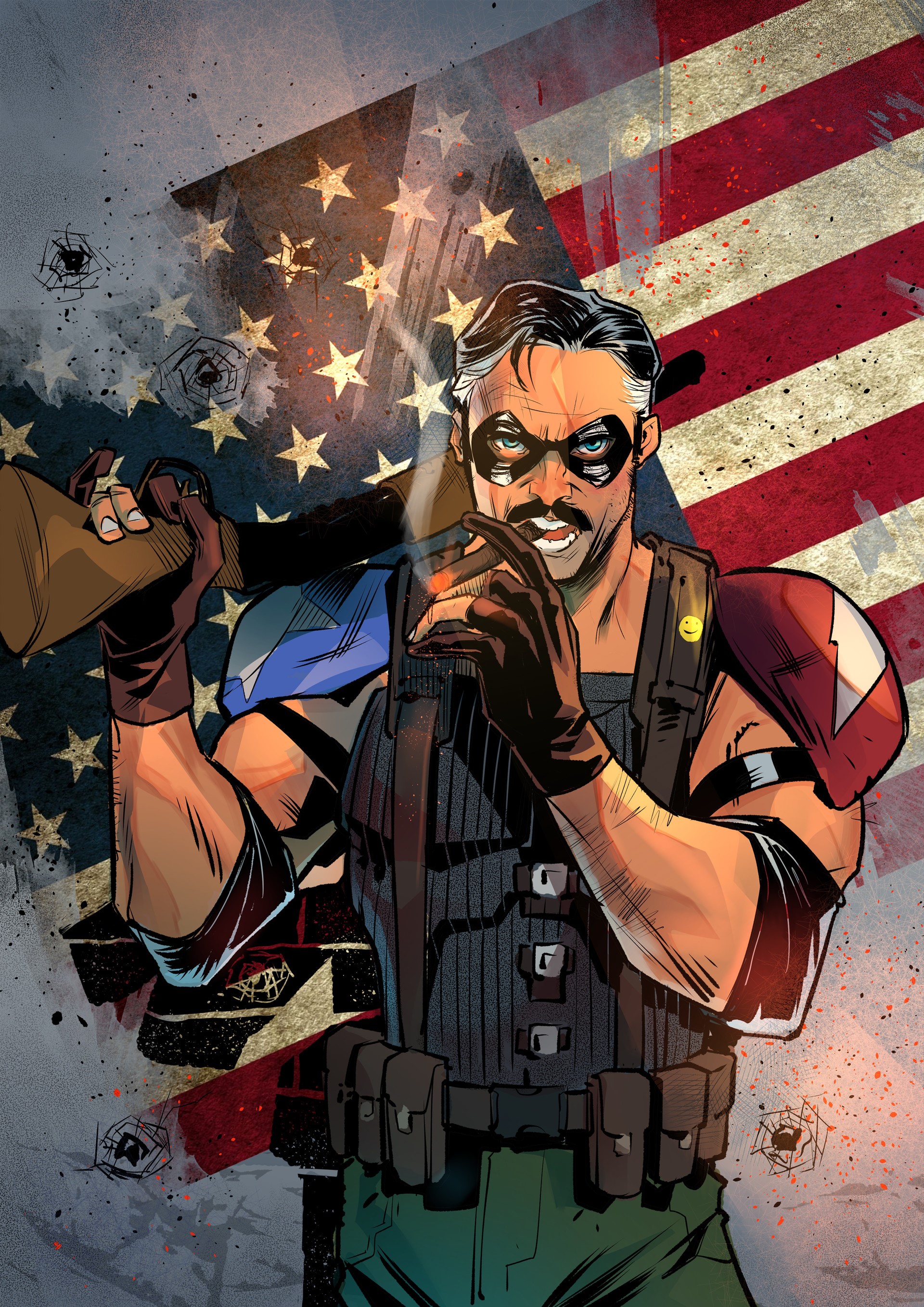The Comedian from Watchmen with American Flag HD Phone Wallpaper