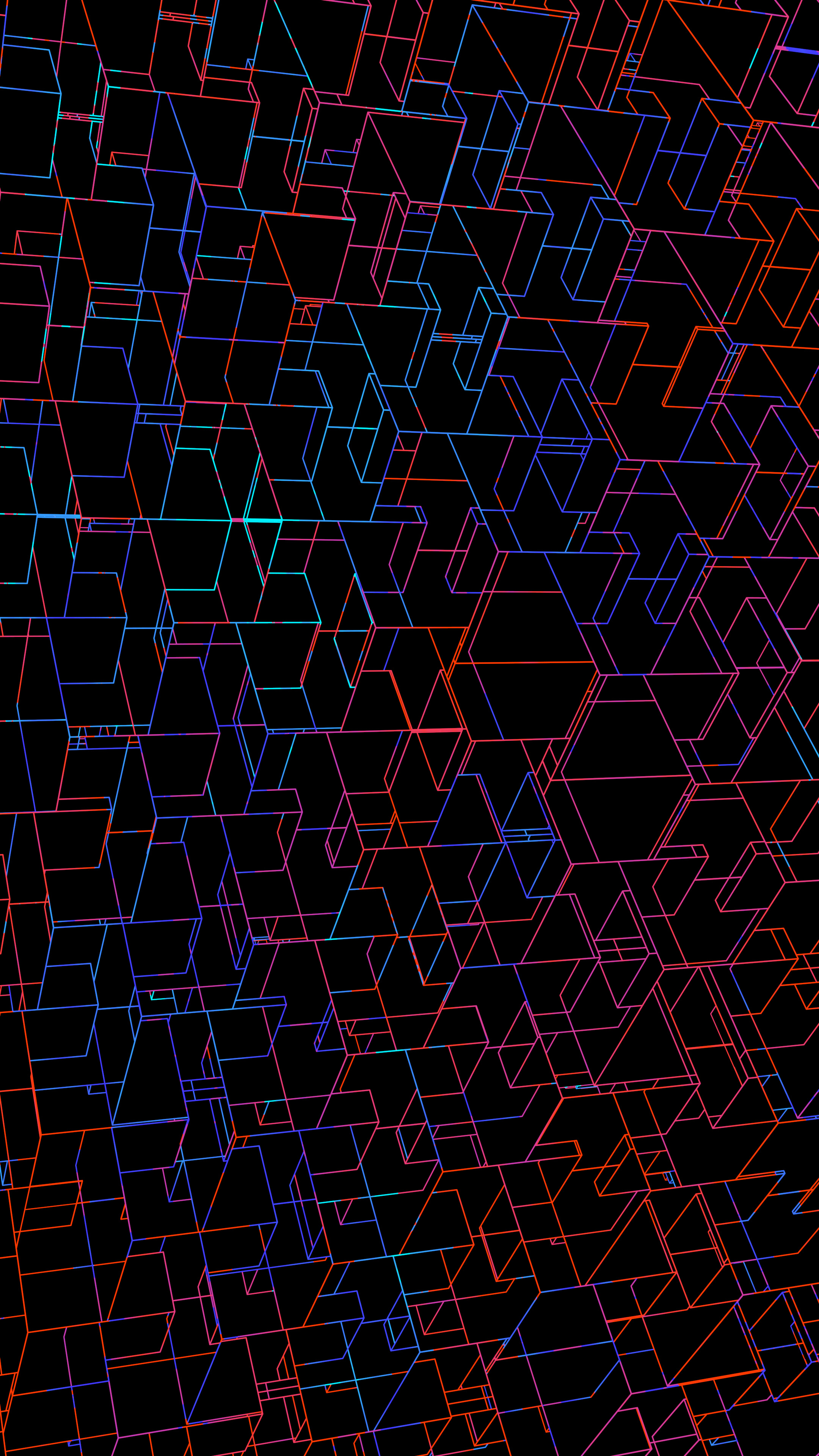 Abstract 3D geometric wireframe pattern on black background HD Phone Wallpaper