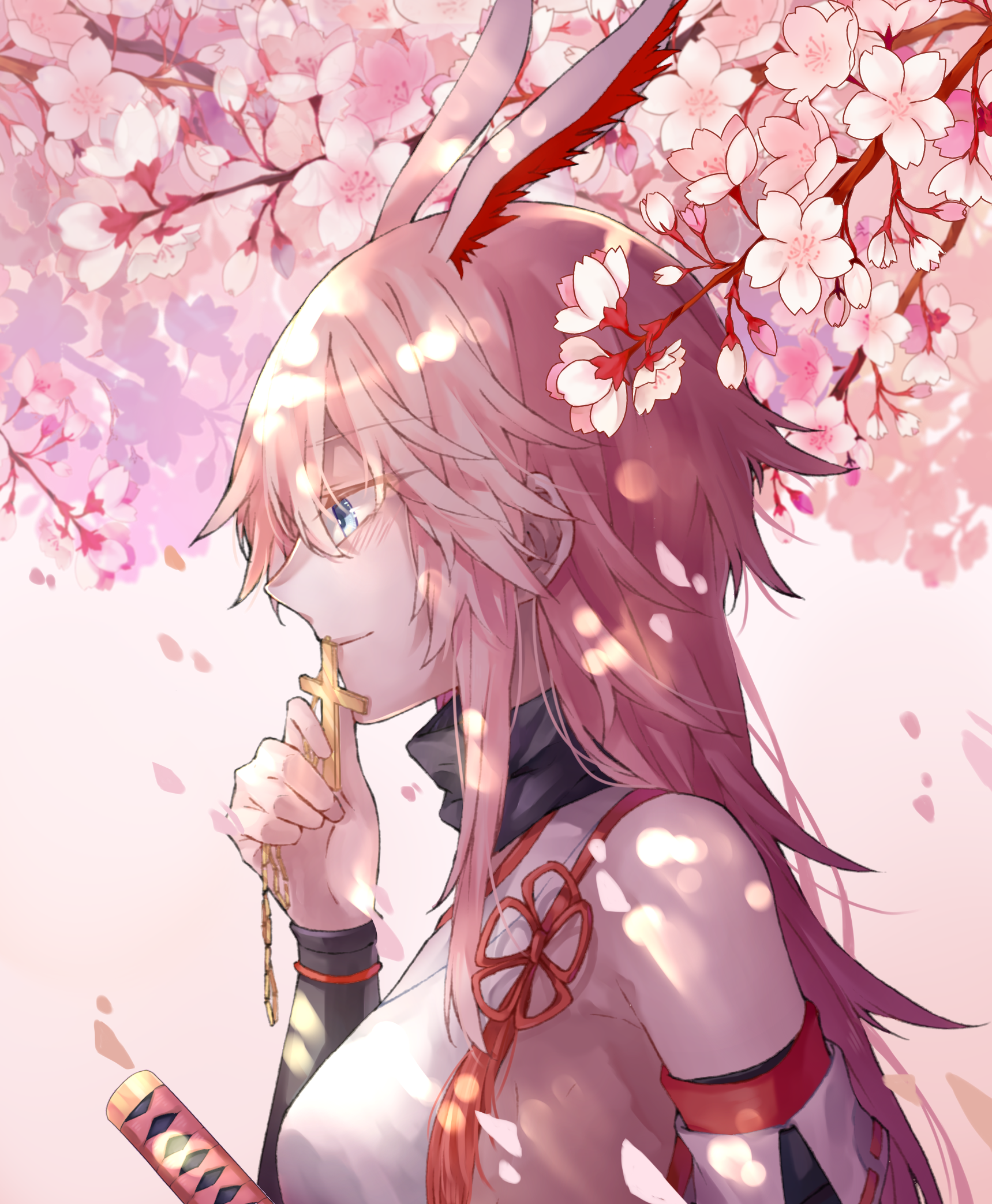 Yae Sakura from Honkai Impact with Cherry Blossoms HD Phone Wallpaper
