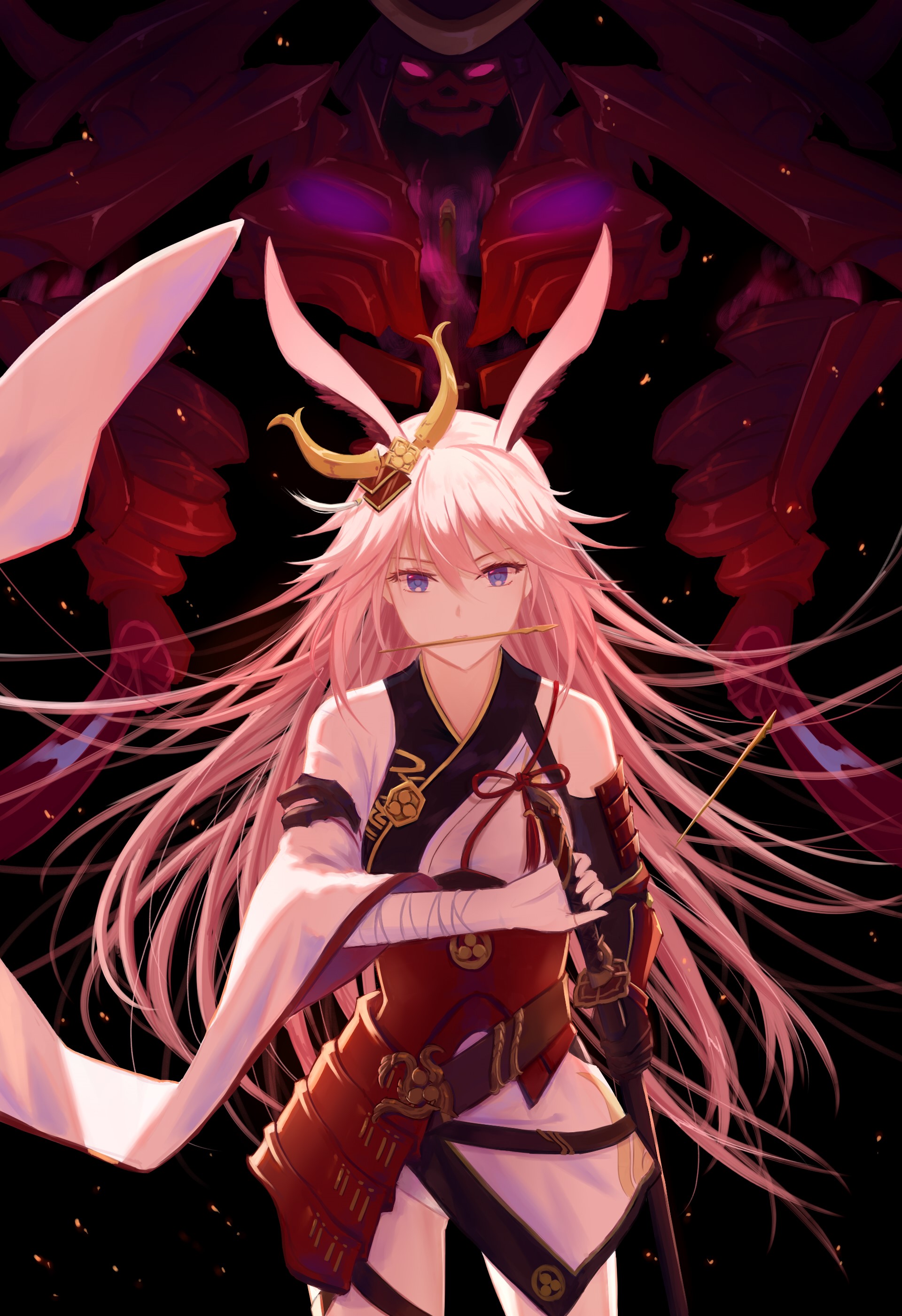 Anime girl with pink hair and bunny ears from Honkai Impact HD Phone Wallpaper