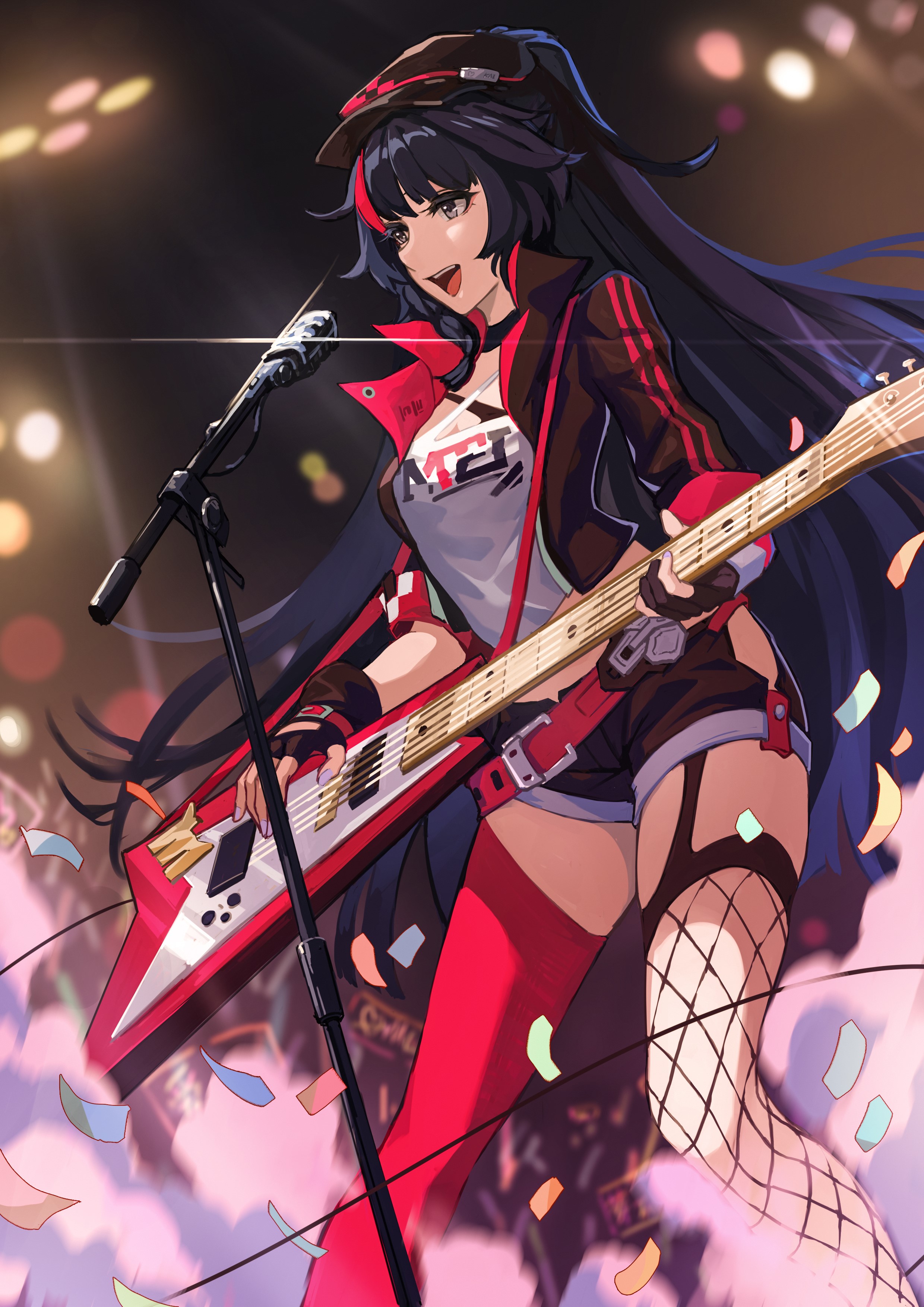 Mei from Honkai Impact playing guitar on stage HD Phone Wallpaper