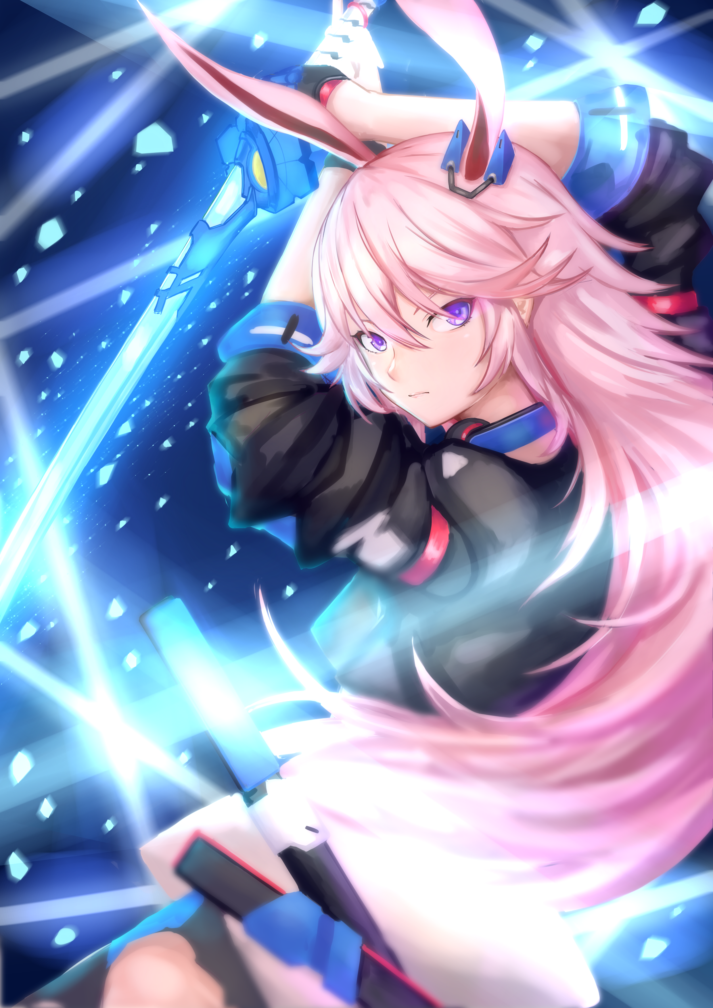 Bronya Zaychik from Honkai Impact with pink hair and swords HD Phone Wallpaper