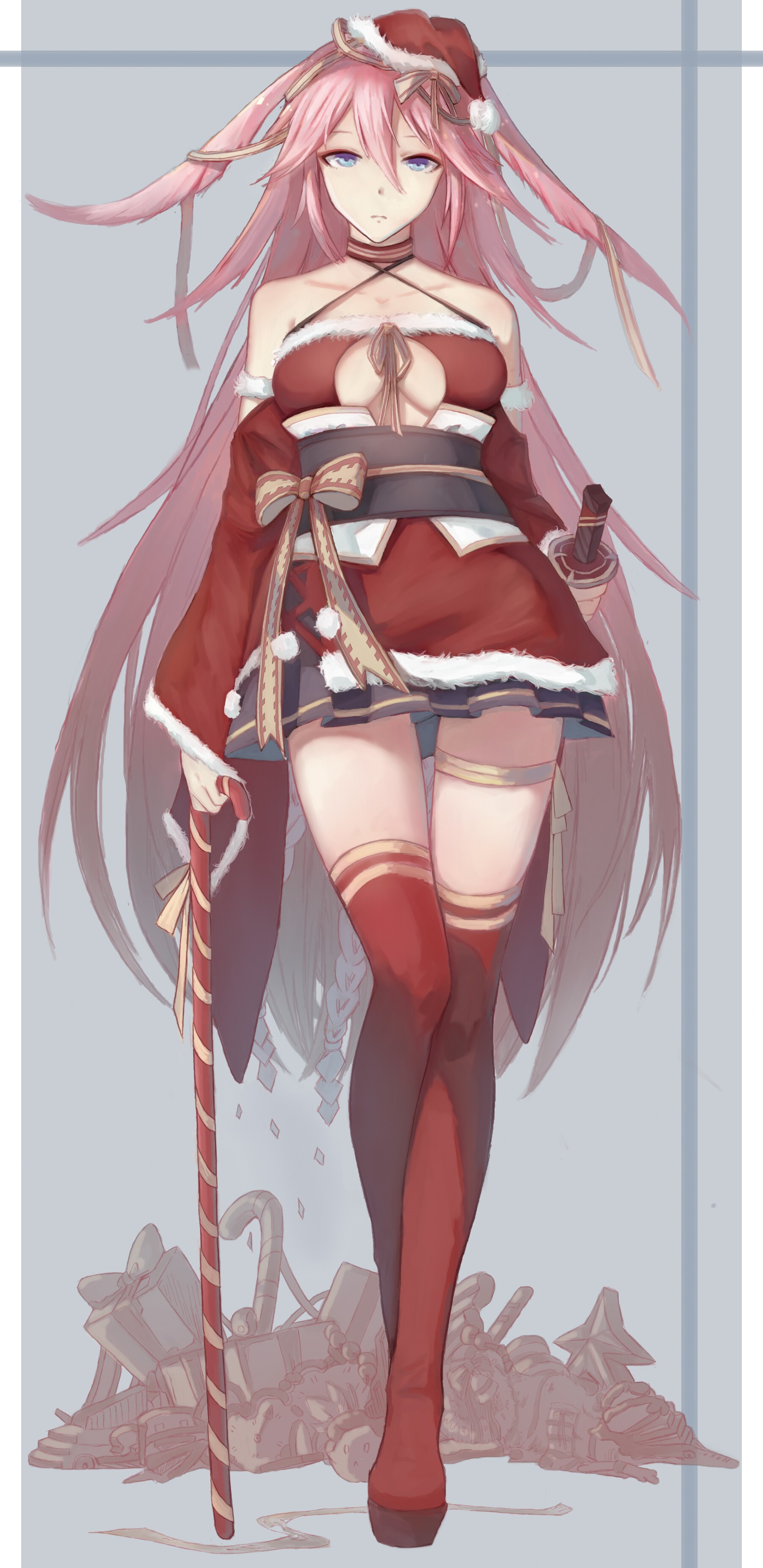 Anime girl in Santa outfit from Honkai Impact HD Phone Wallpaper