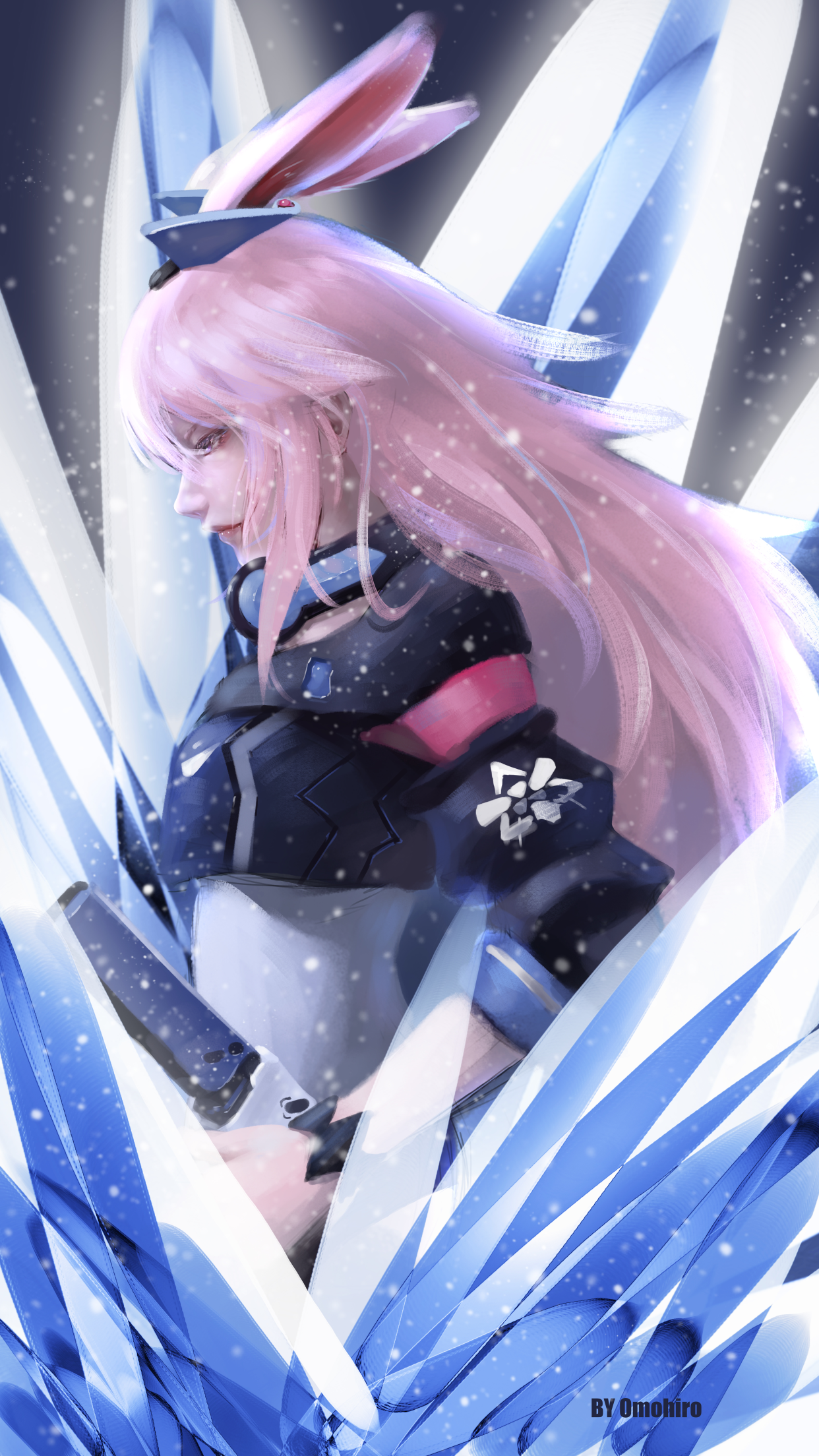 Anime girl with pink hair and bunny ears from Honkai Impact HD Phone Wallpaper