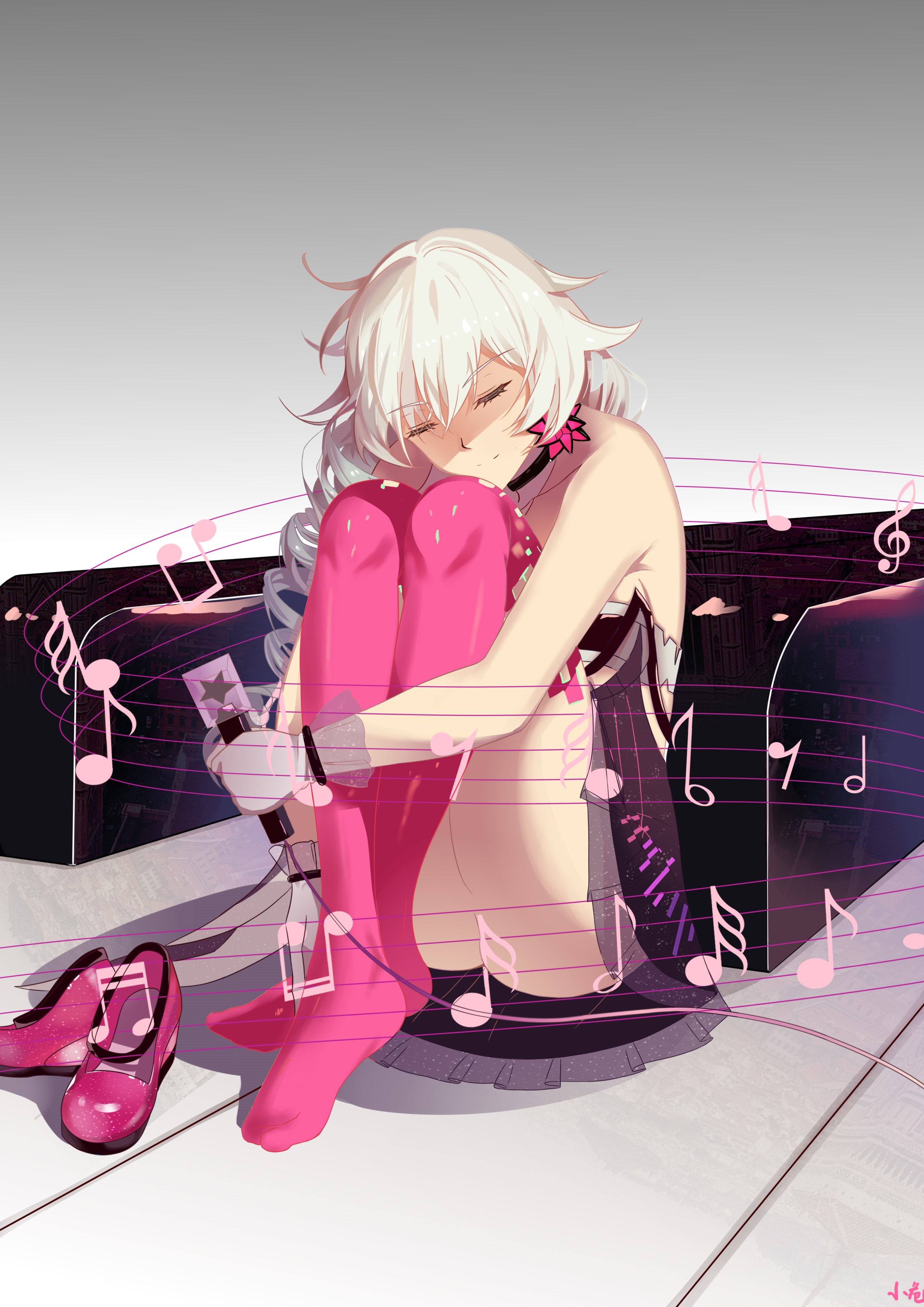 Kiana Kaslana from Honkai Impact sleeping with music notes HD Phone Wallpaper