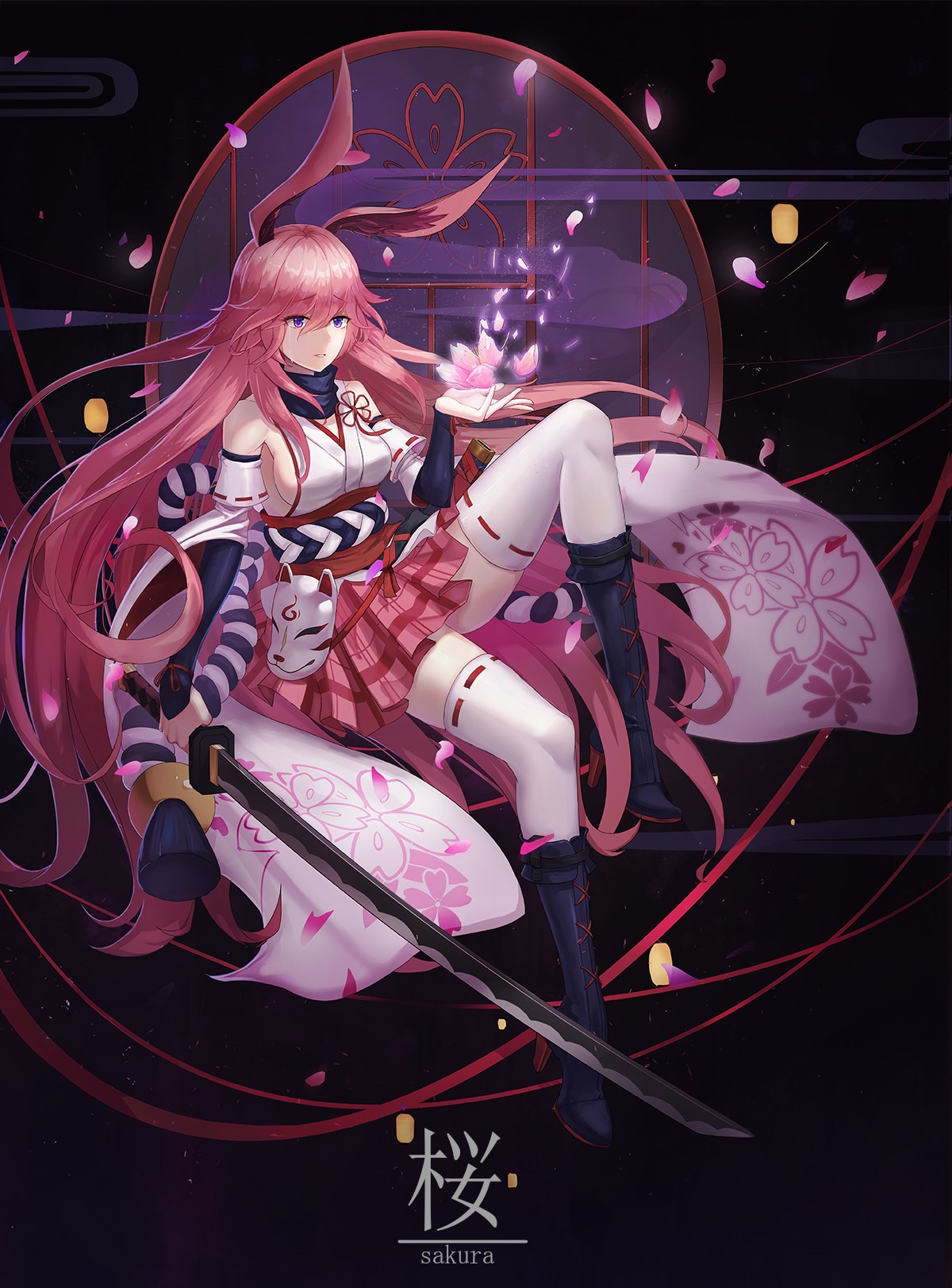 Anime girl with pink hair and bunny ears from Honkai Impact HD Phone Wallpaper