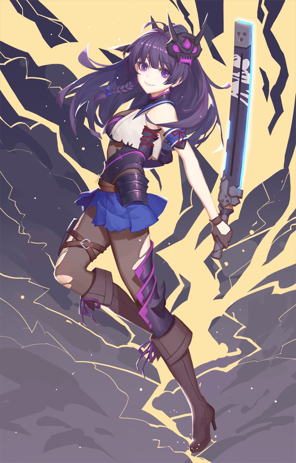 Mei Raiden from Honkai Impact with a sword HD Phone Wallpaper
