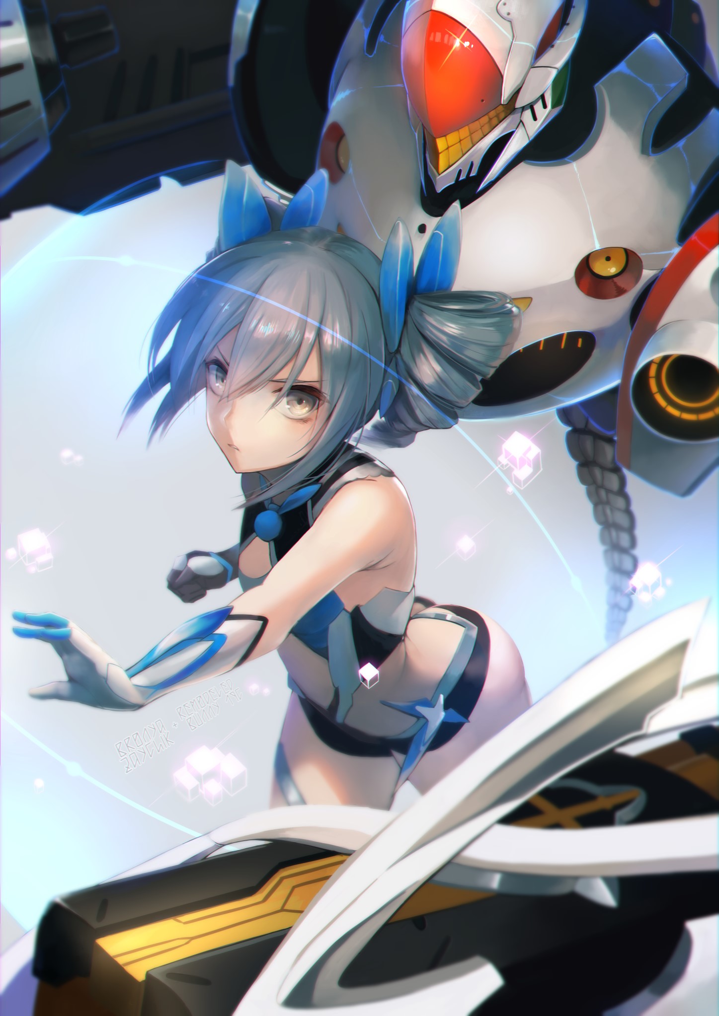 Anime girl with robot from Honkai Impact HD Phone Wallpaper
