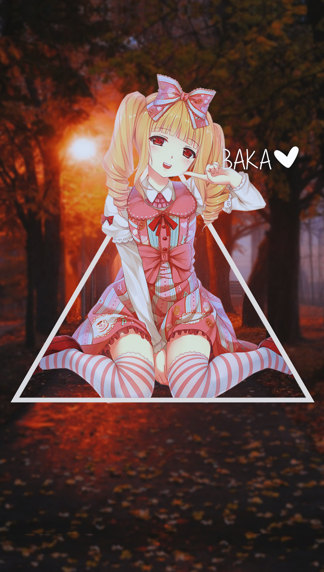 Anime girl with blonde pigtails and pink dress HD Phone Wallpaper