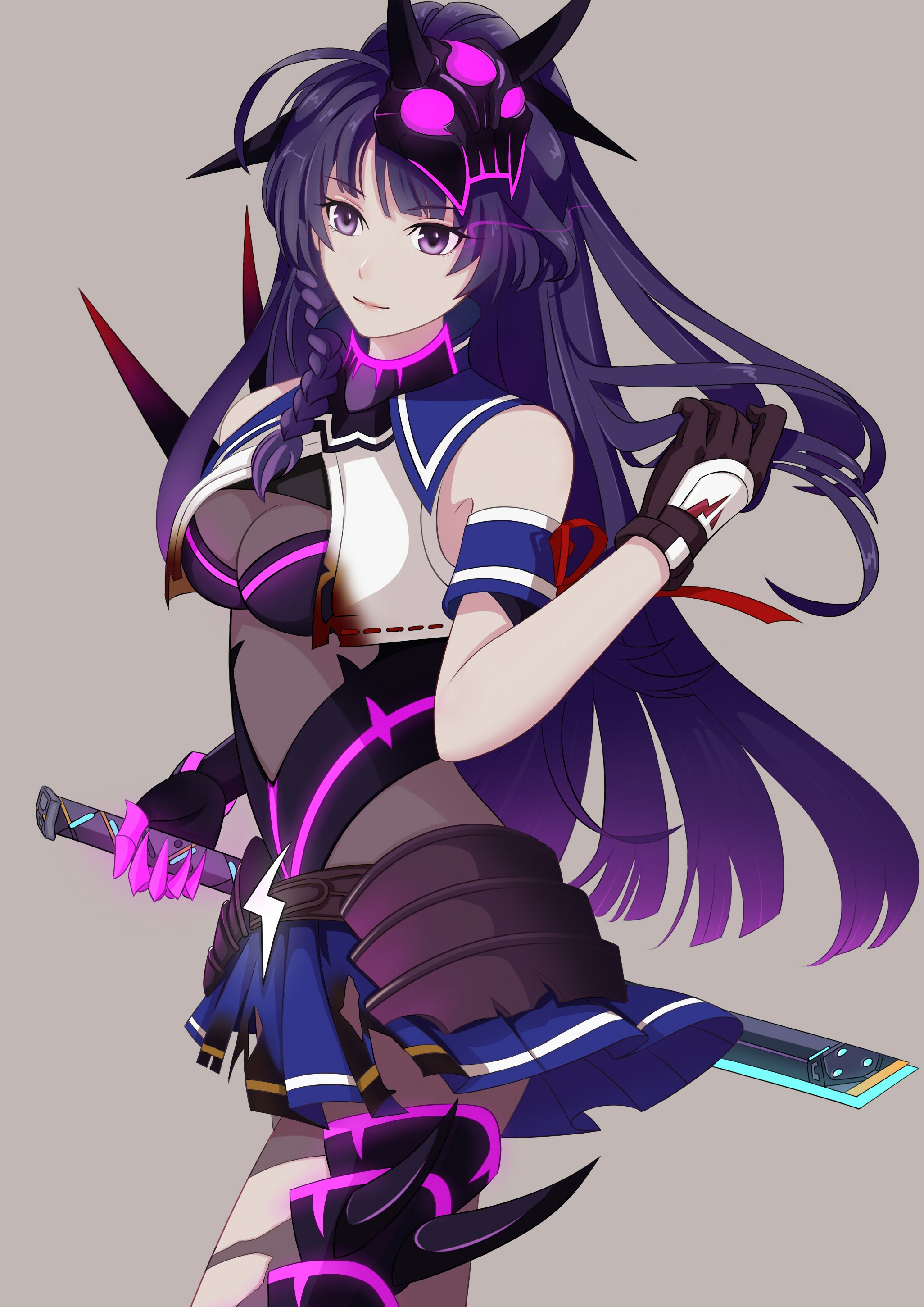 Mei from Honkai Impact with a demon mask HD Phone Wallpaper