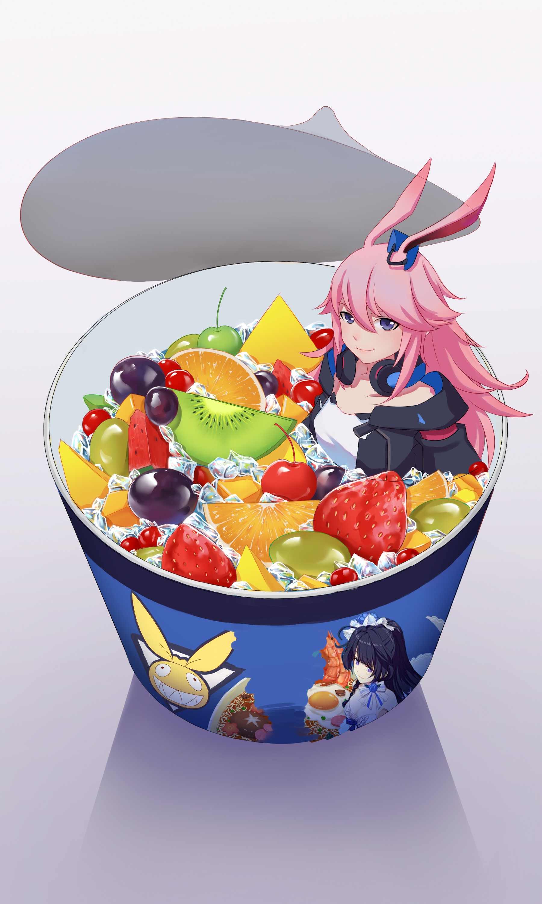 Yae Sakura from Honkai Impact in a fruit cup HD Phone Wallpaper