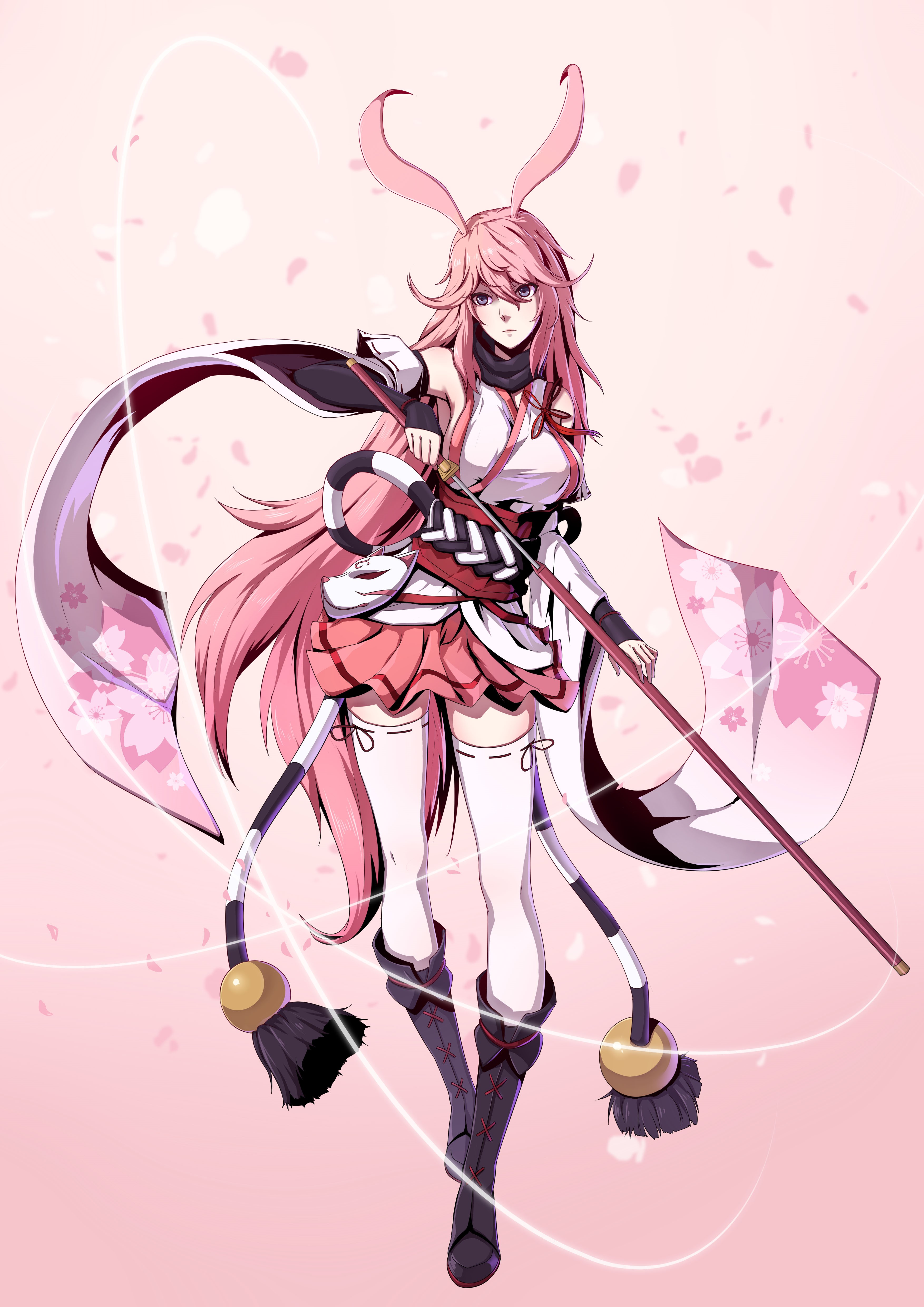 Yae Sakura from Honkai Impact with pink hair and bunny ears HD Phone Wallpaper