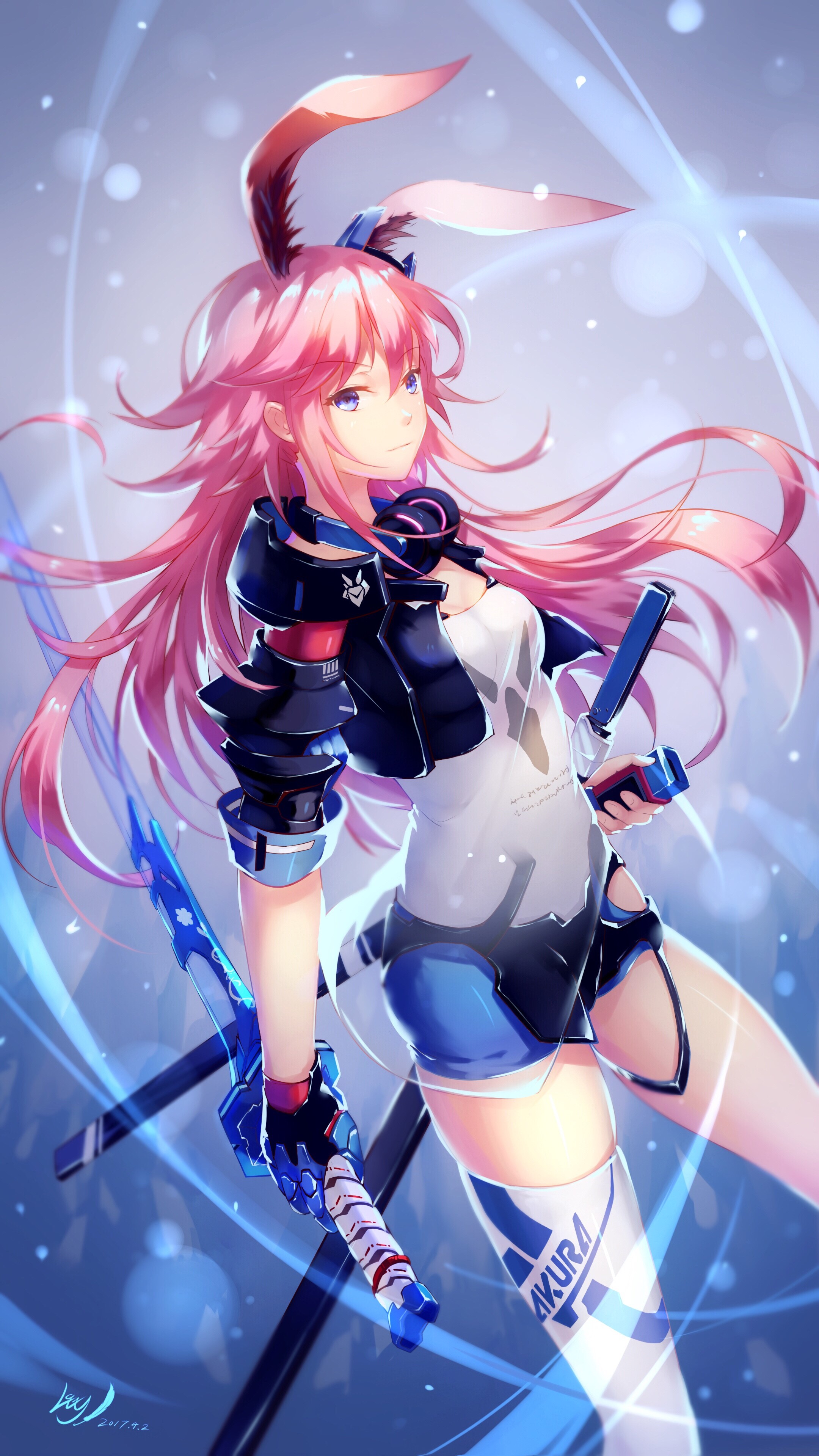 Yae Sakura from Honkai Impact with pink hair and bunny ears HD Phone Wallpaper