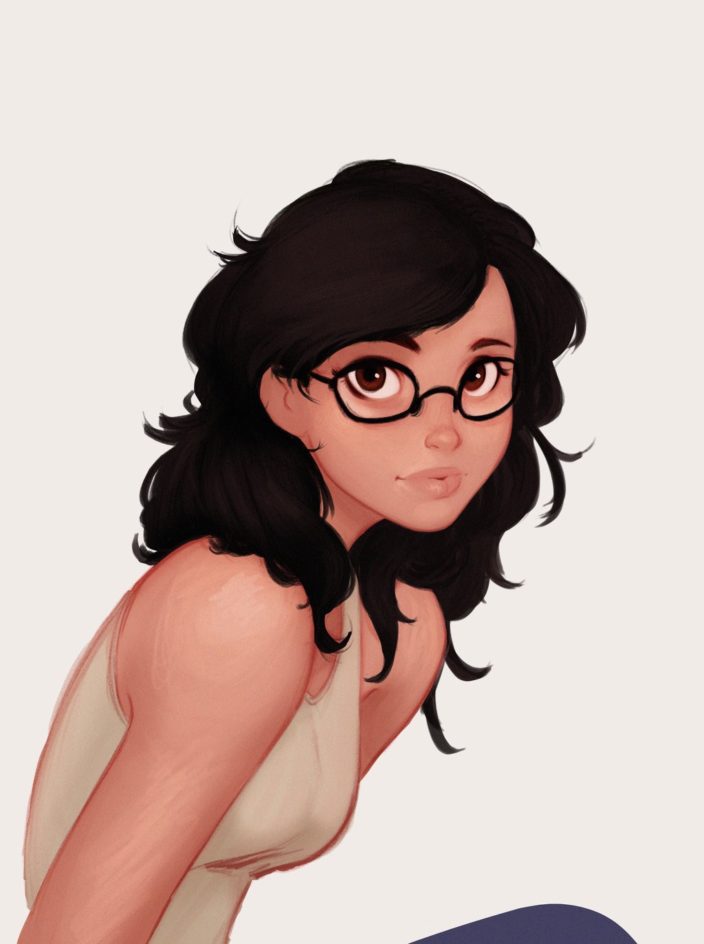 Woman with dark hair and glasses HD Phone Wallpaper
