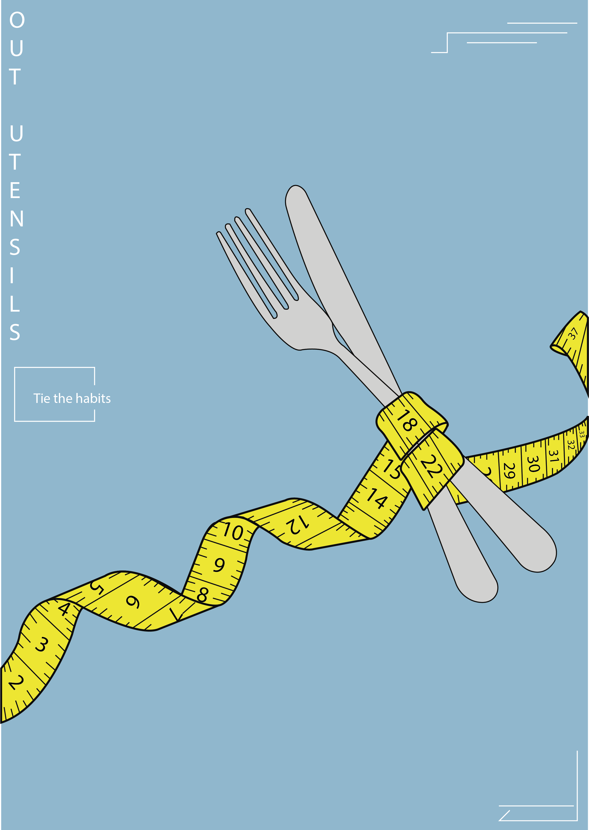 Utensils tied with measuring tape HD Phone Wallpaper