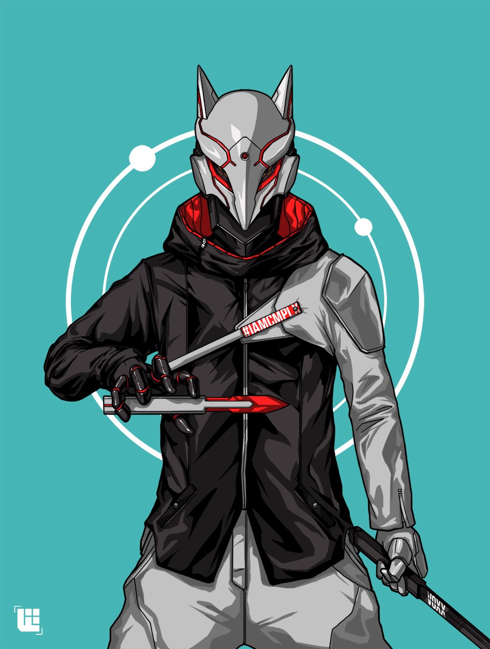 Man in Fox Mask with Knives and Sword HD Phone Wallpaper