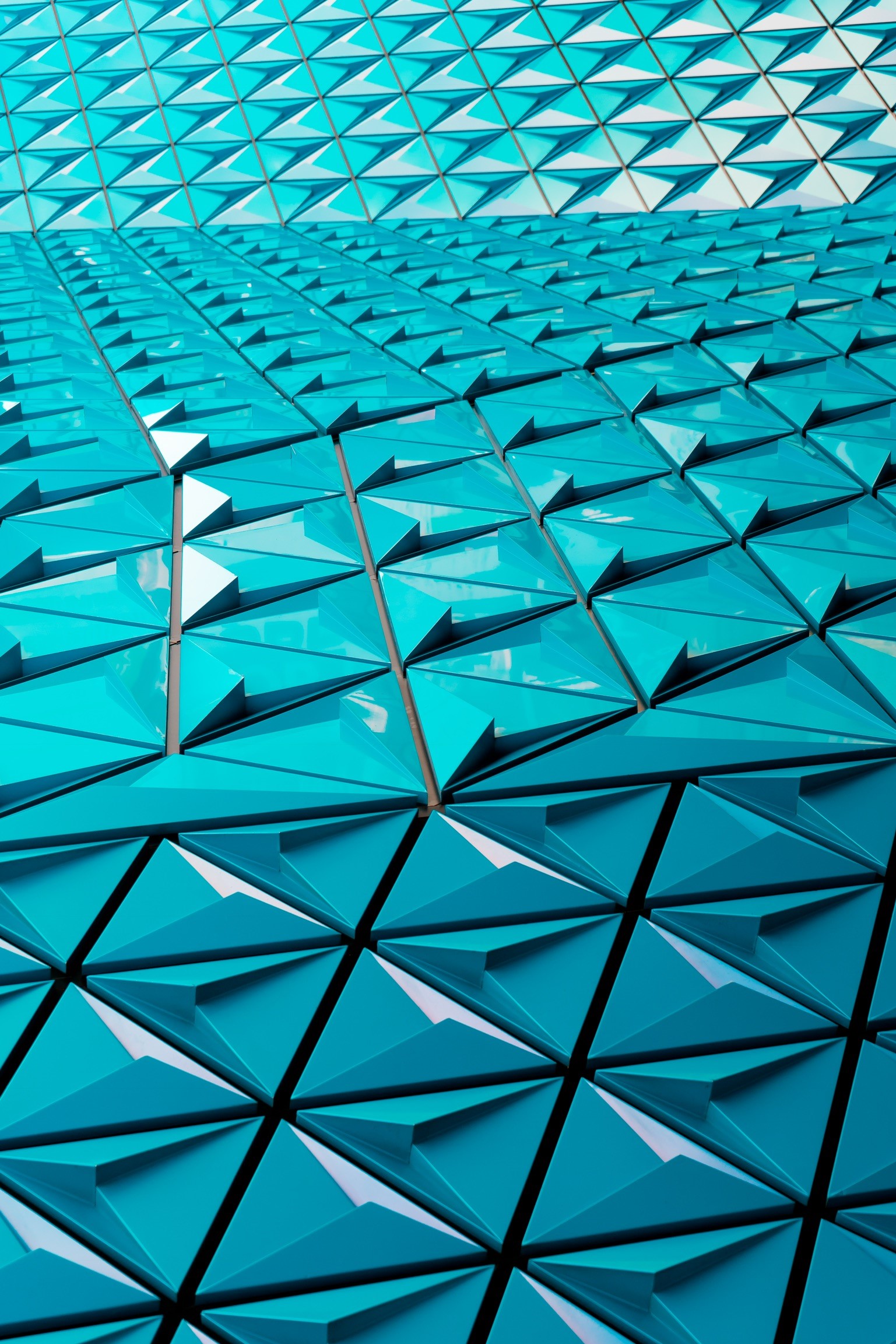 Cyan triangular architectural facade HD Phone Wallpaper