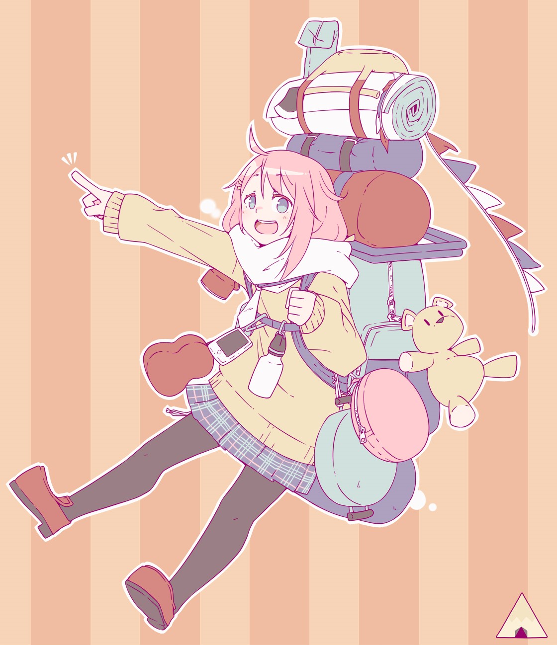 Nadeshiko Kagamihara from Yuru Camp with Camping Gear HD Phone Wallpaper