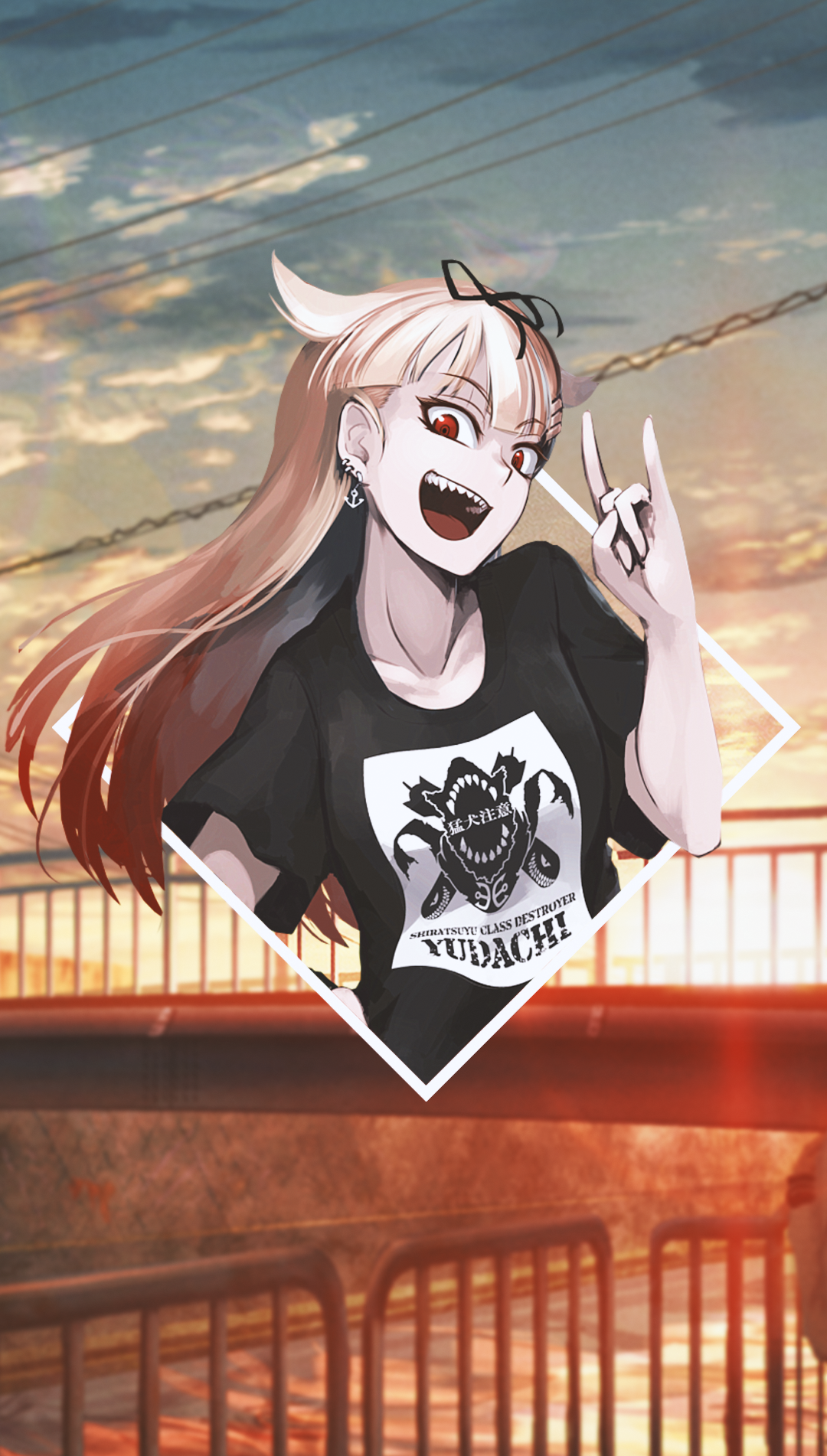 Anime girl with Yudachi t-shirt HD Phone Wallpaper