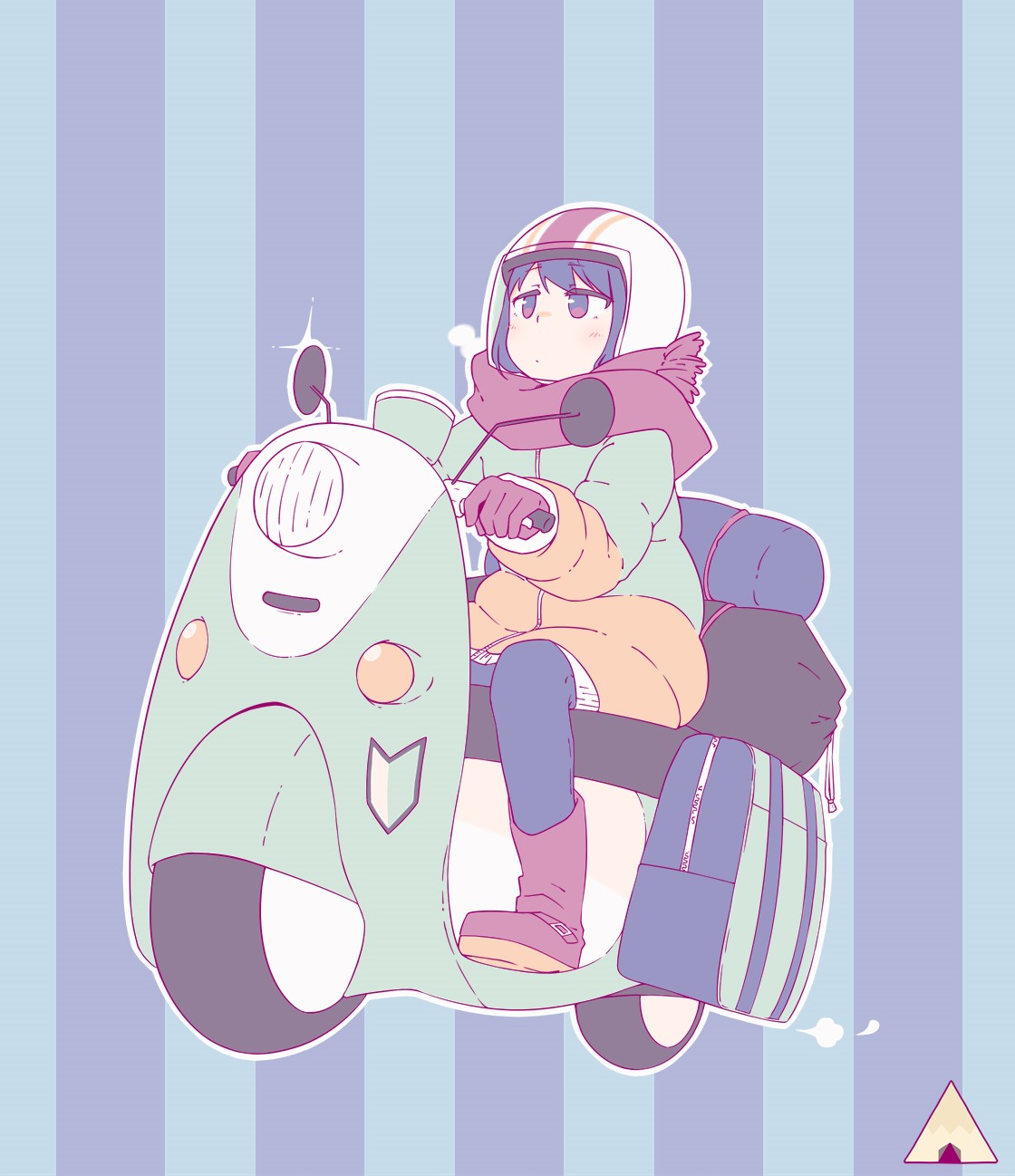 Rin Shima from Yuru Camp riding a scooter HD Phone Wallpaper