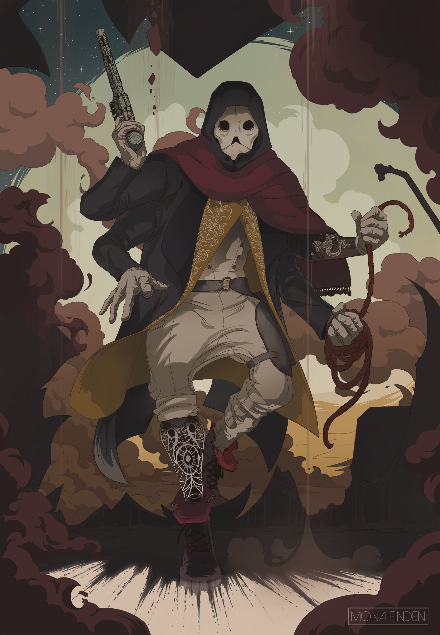 Character with mask and gun by Mona Finden HD Phone Wallpaper