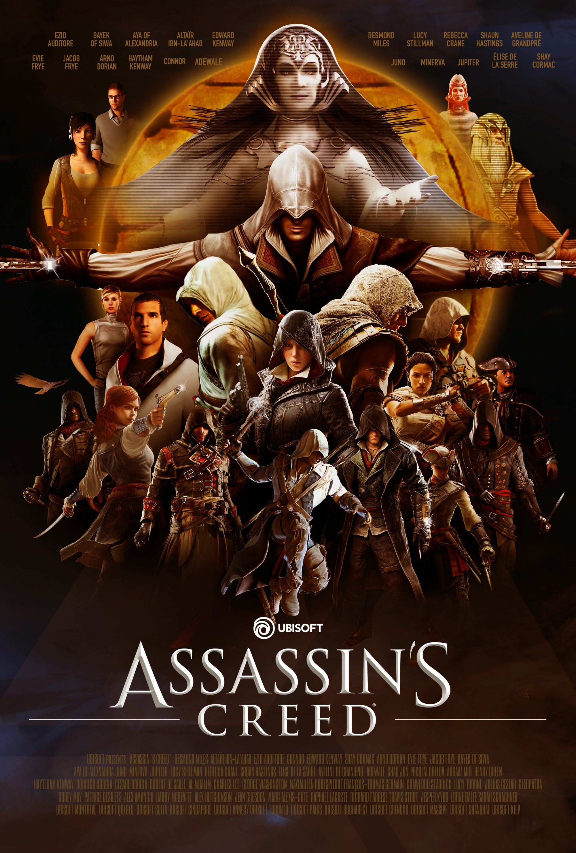 Assassin's Creed Poster with Multiple Characters HD Phone Wallpaper