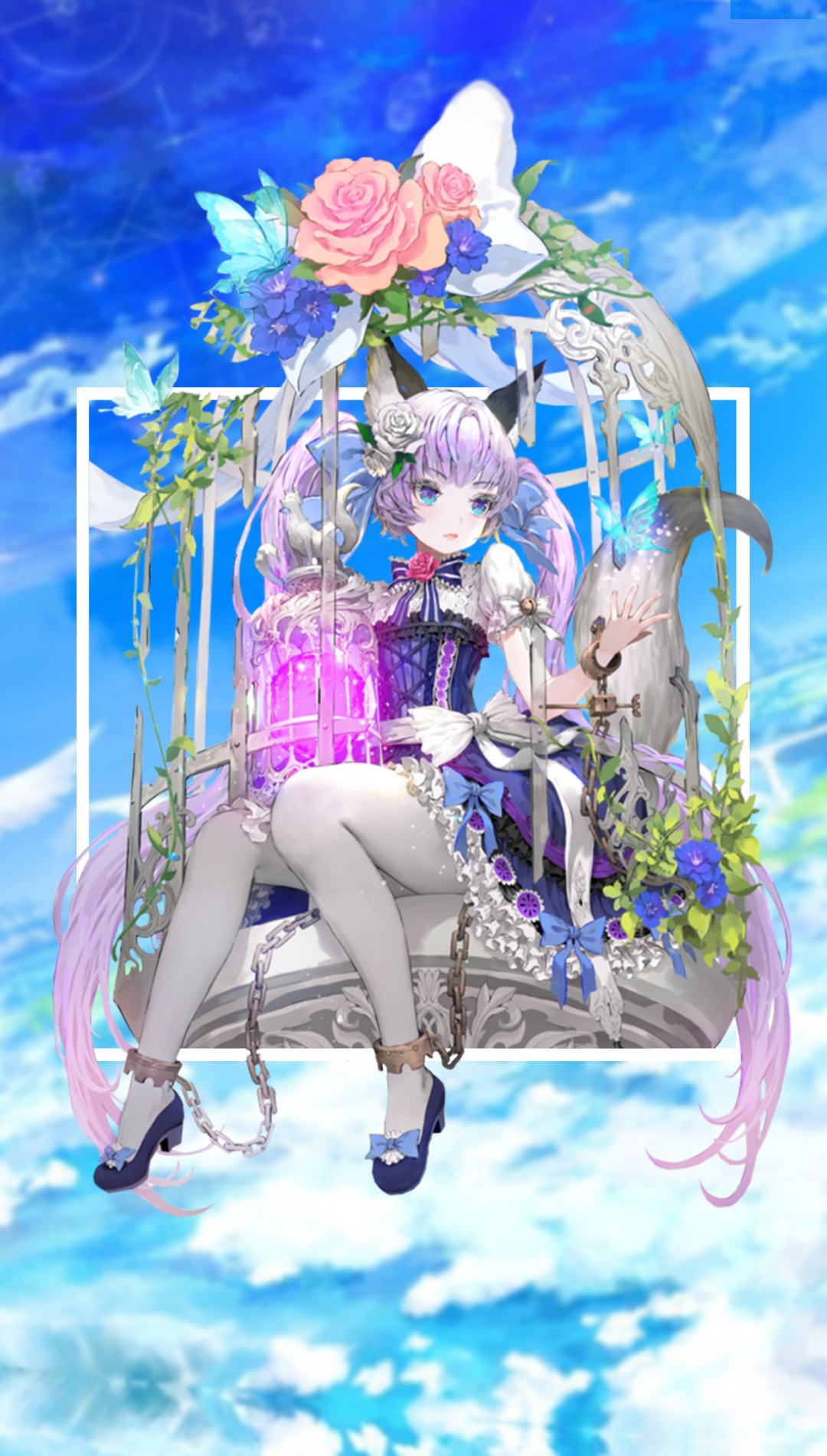 Anime girl with cat ears in a cage HD Phone Wallpaper