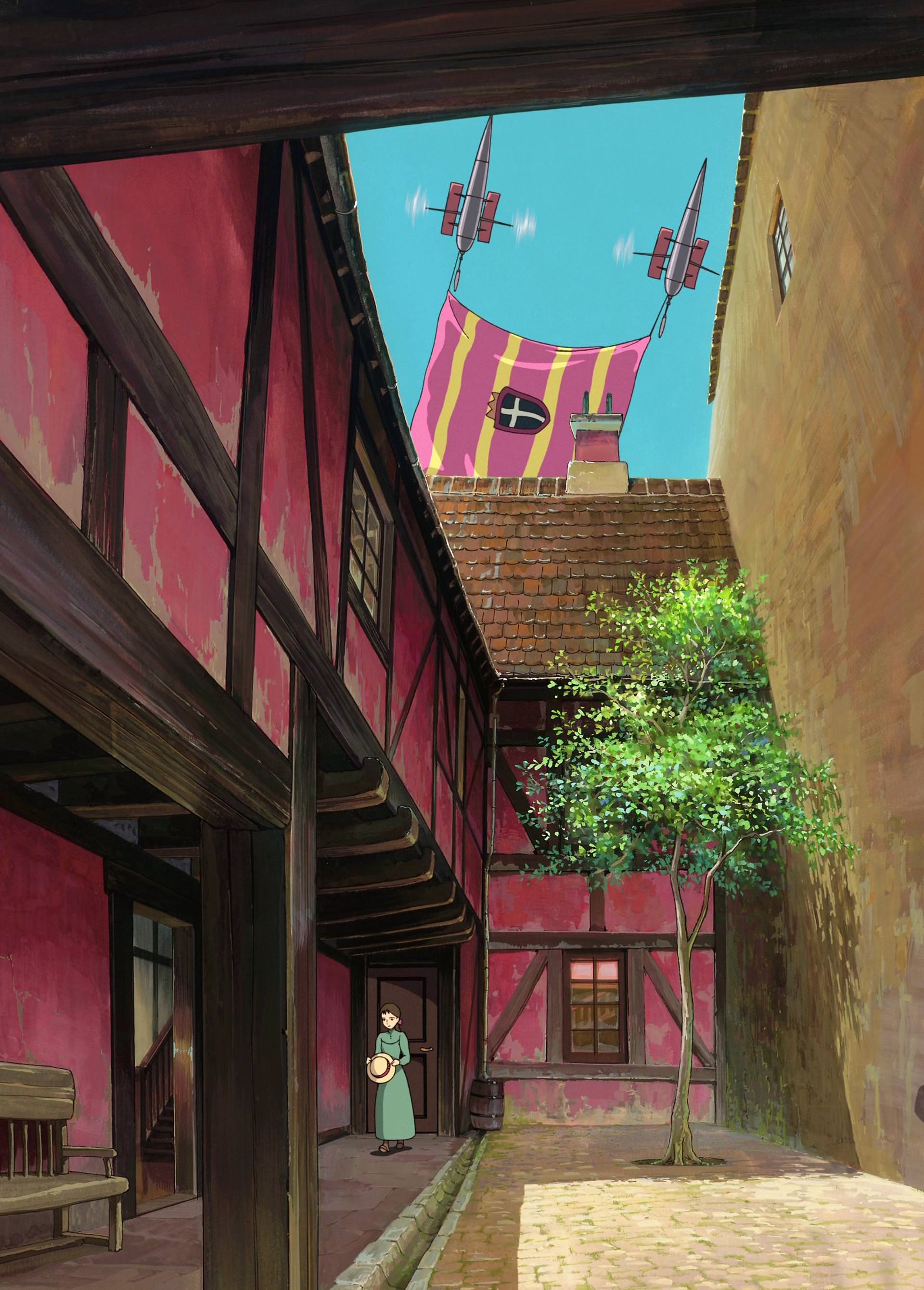 Howl's Moving Castle banner with flying machines HD Phone Wallpaper