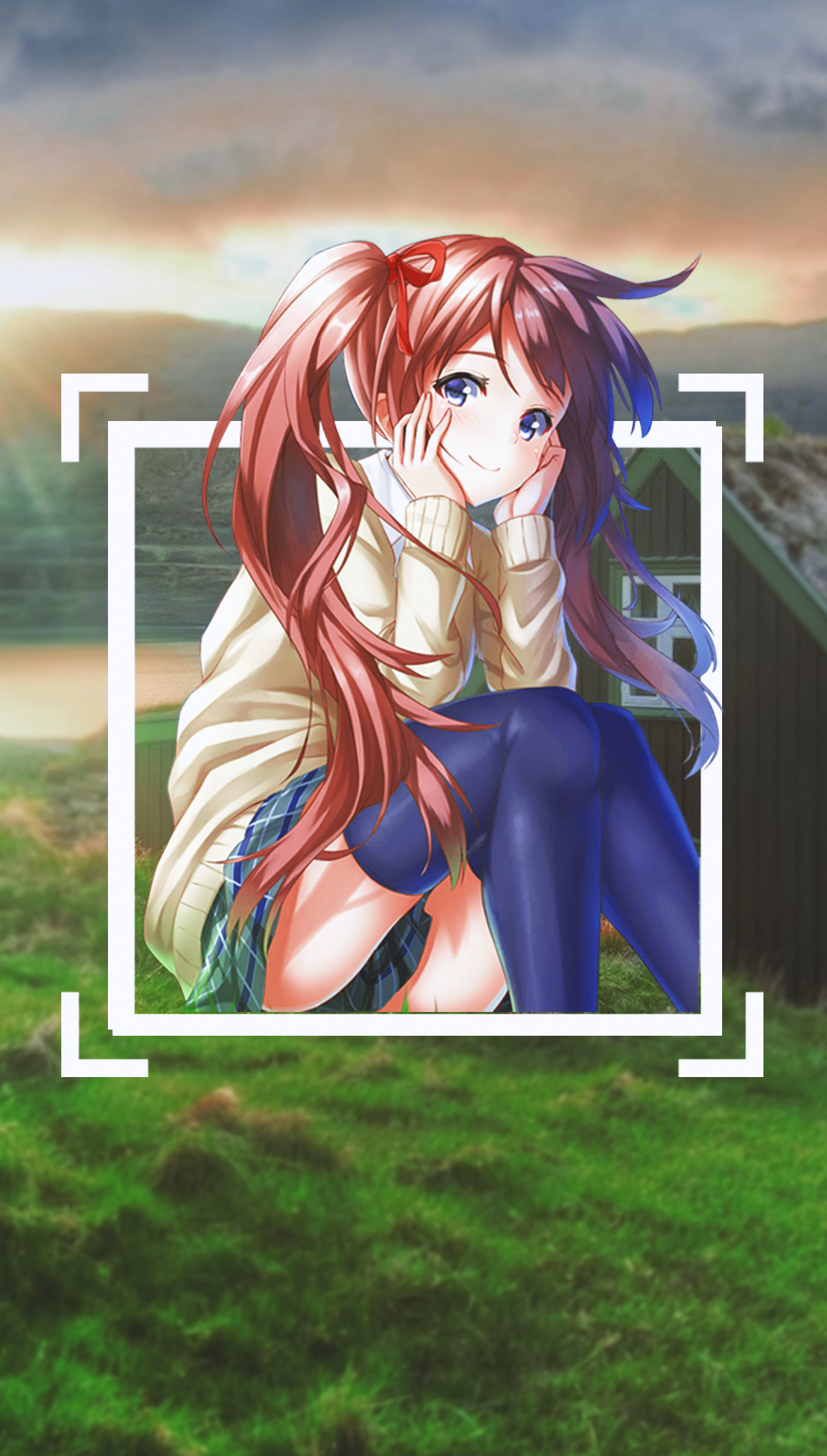 Anime girl with pigtails in a school uniform HD Phone Wallpaper