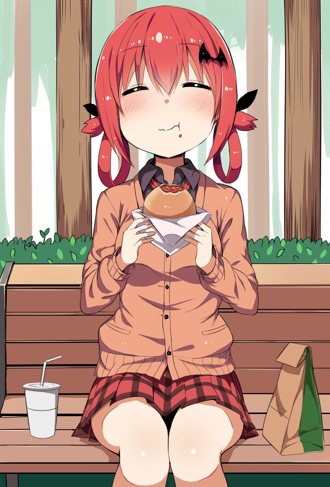 Satanichia McDowell Kurumizawa from Gabriel Dropout eating a burger HD Phone Wallpaper