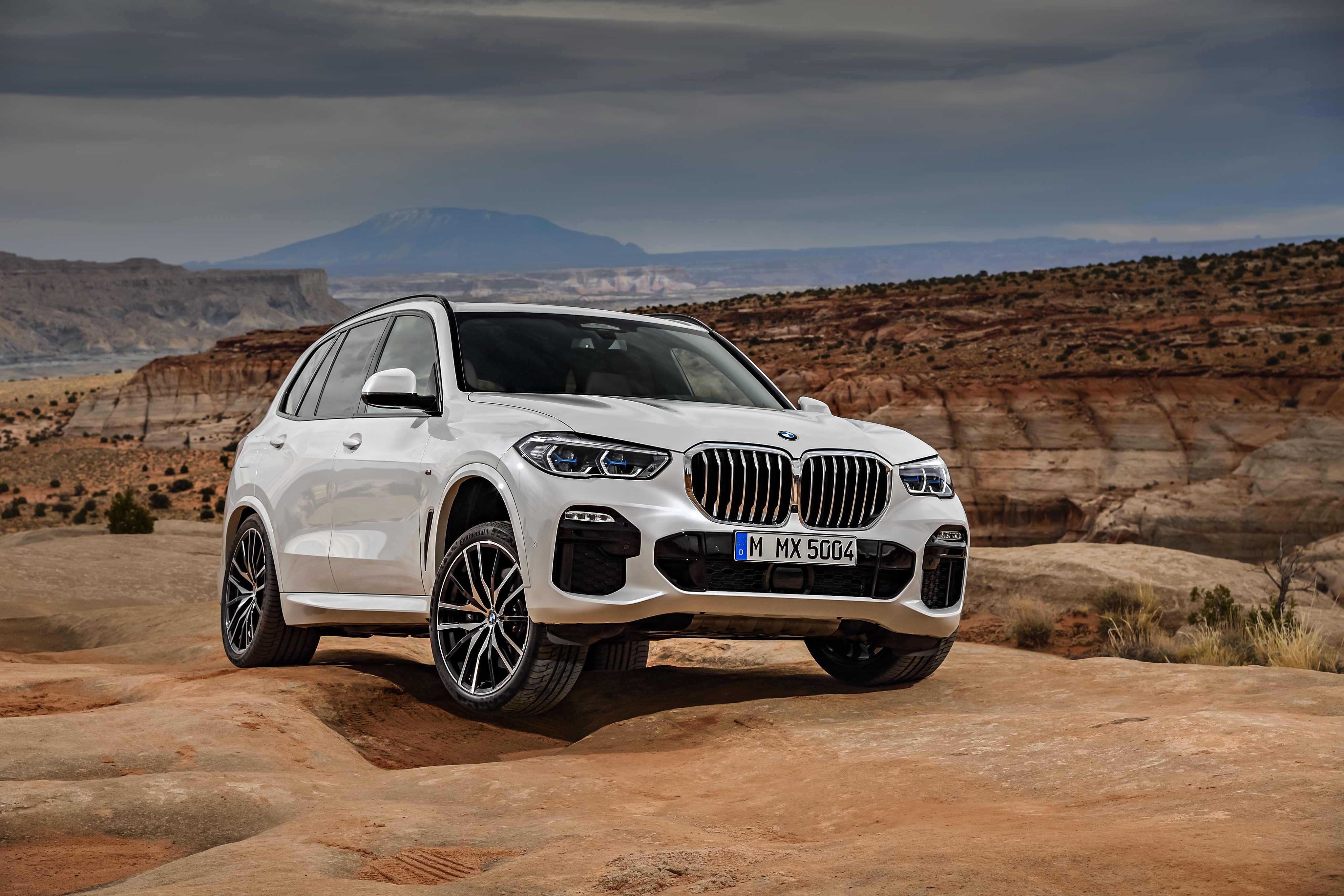 White BMW X5 xDrive30d M Sport in desert landscape HD Wallpaper