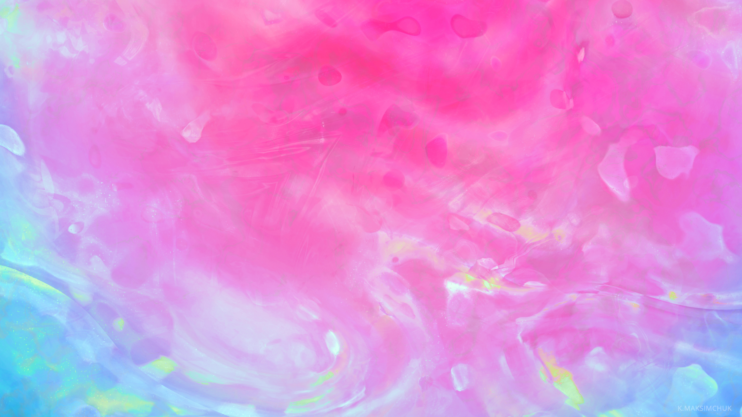 Pink and blue fluid gradient with spectral waves HD Wallpaper