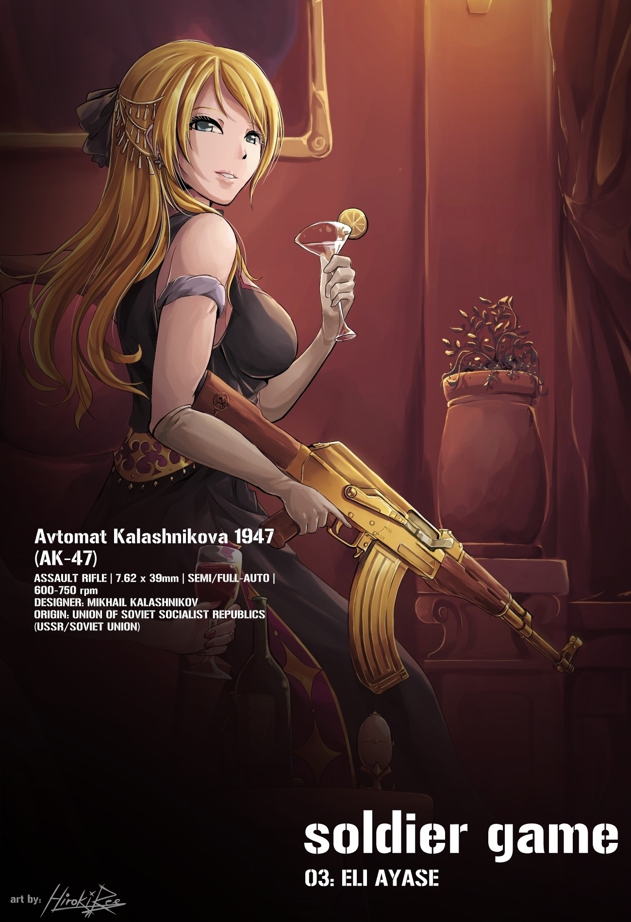 Eli Ayase with AK-47 from Soldier Game HD Phone Wallpaper