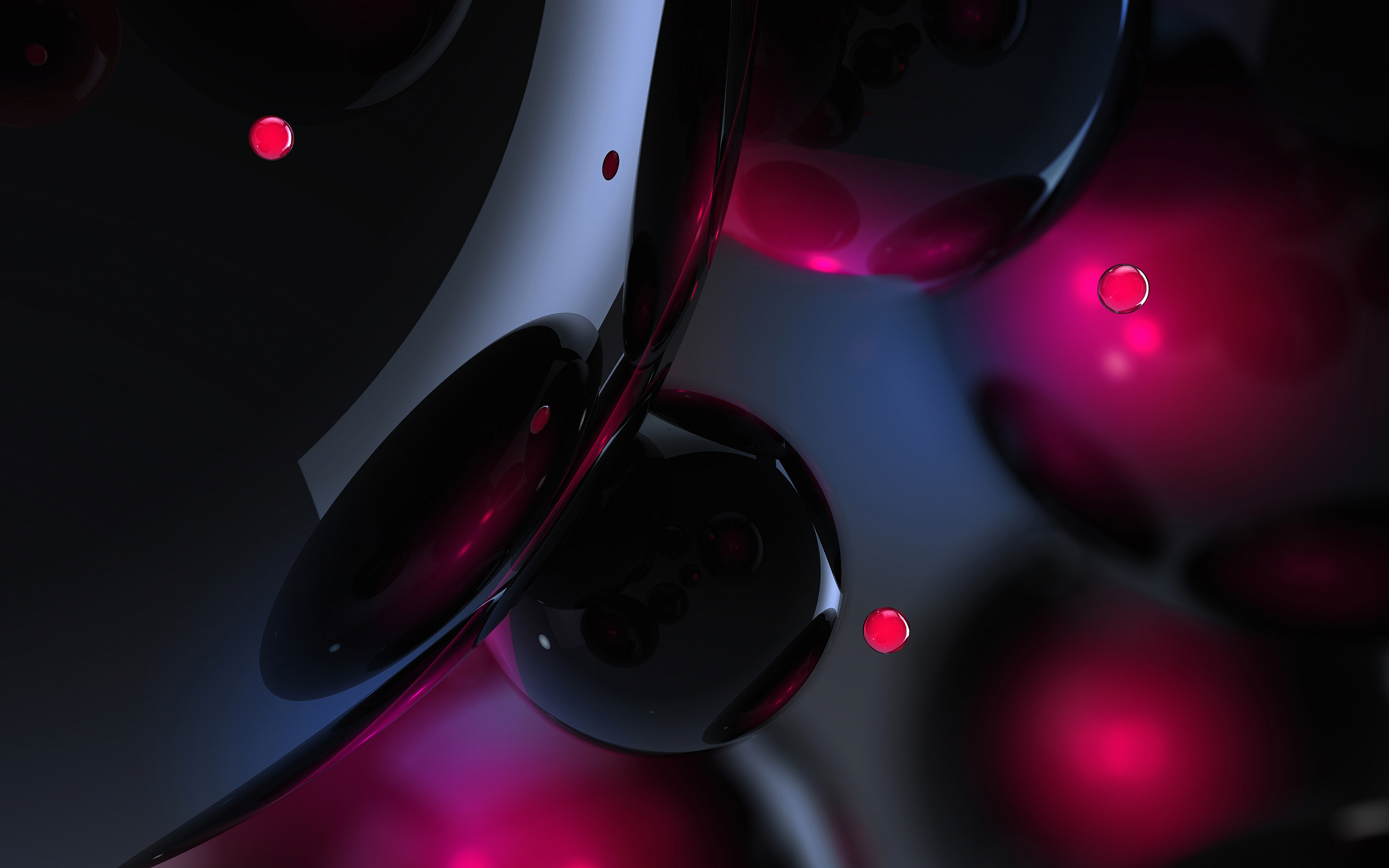 Dark 3D spheres with pink highlights HD Wallpaper