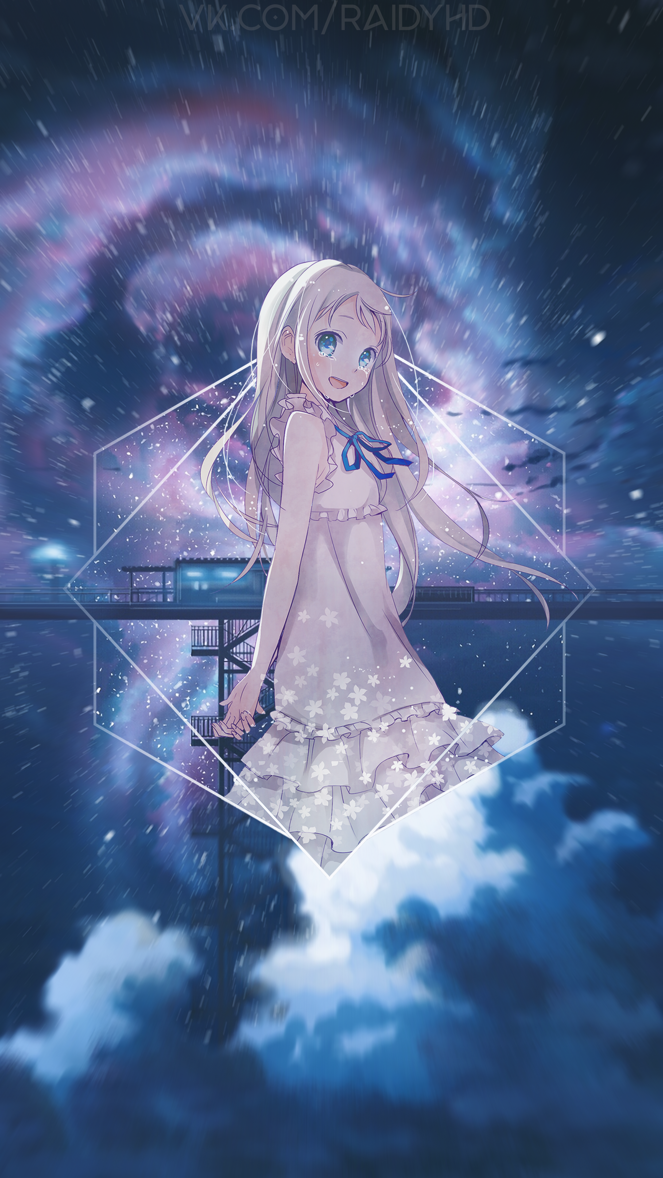 Menma from Anohana in a starry sky HD Phone Wallpaper
