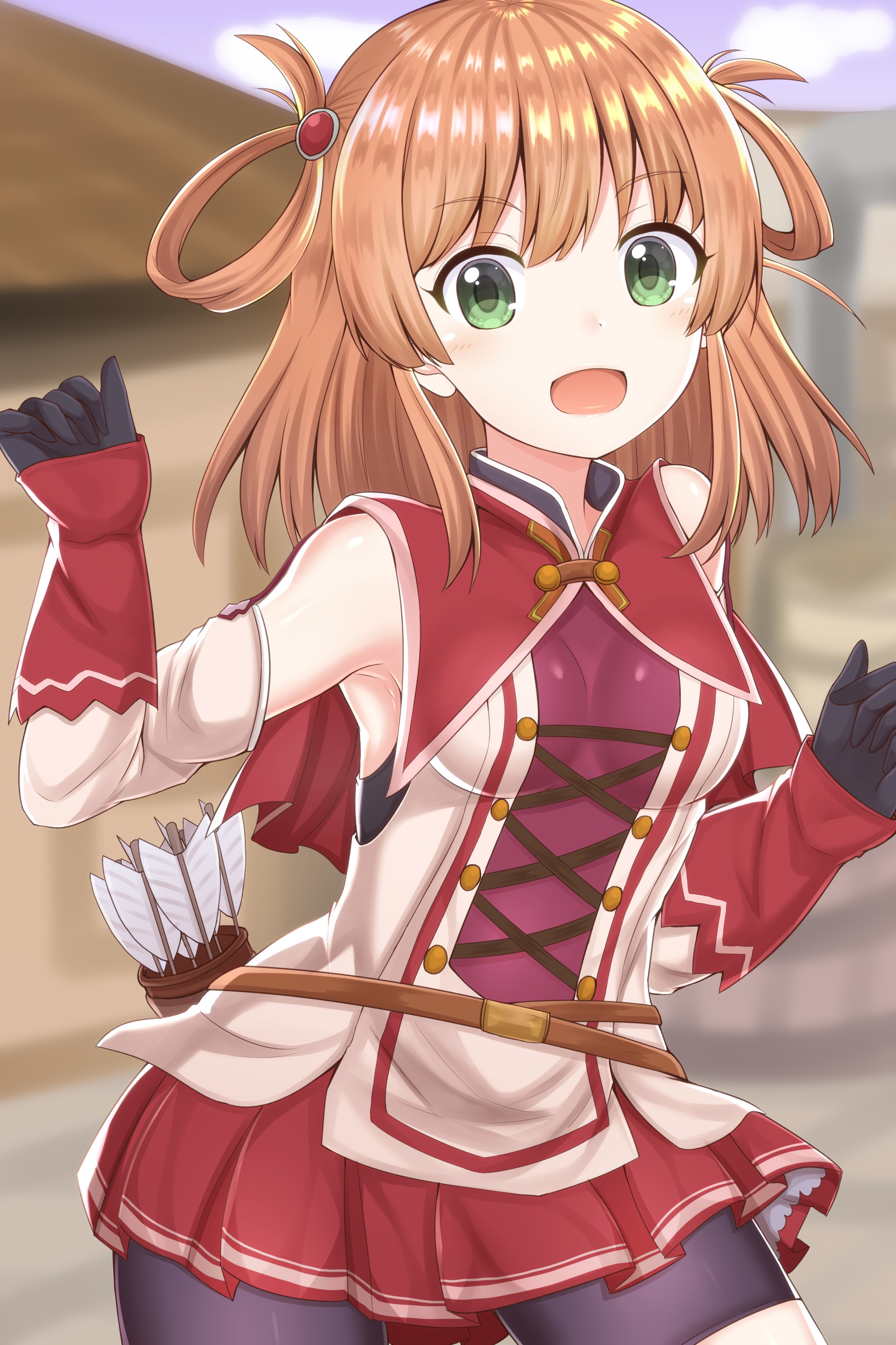 Anime girl with bow and arrows HD Phone Wallpaper