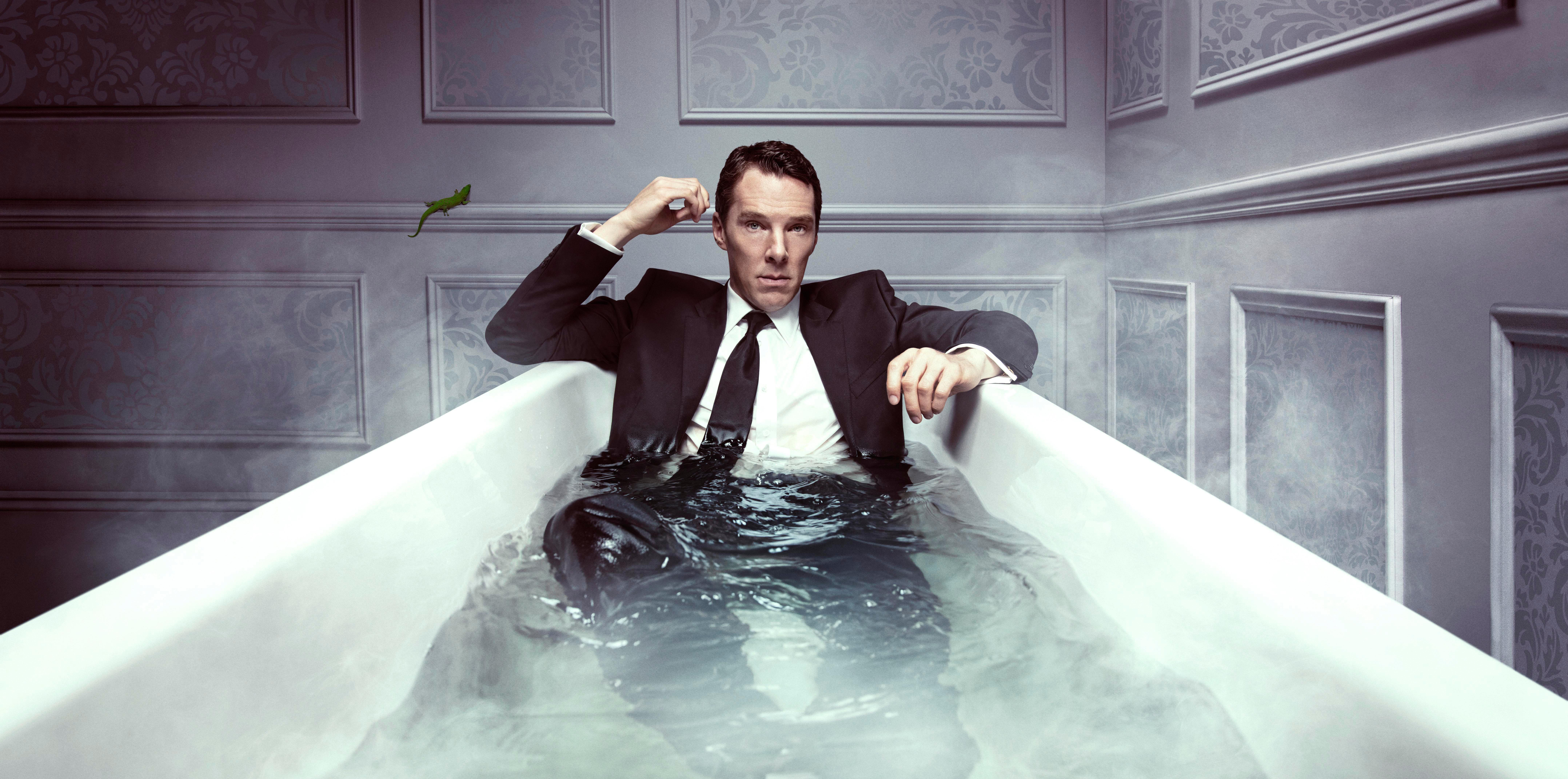 Benedict Cumberbatch as Patrick Melrose in a bathtub 4K HD Wallpaper