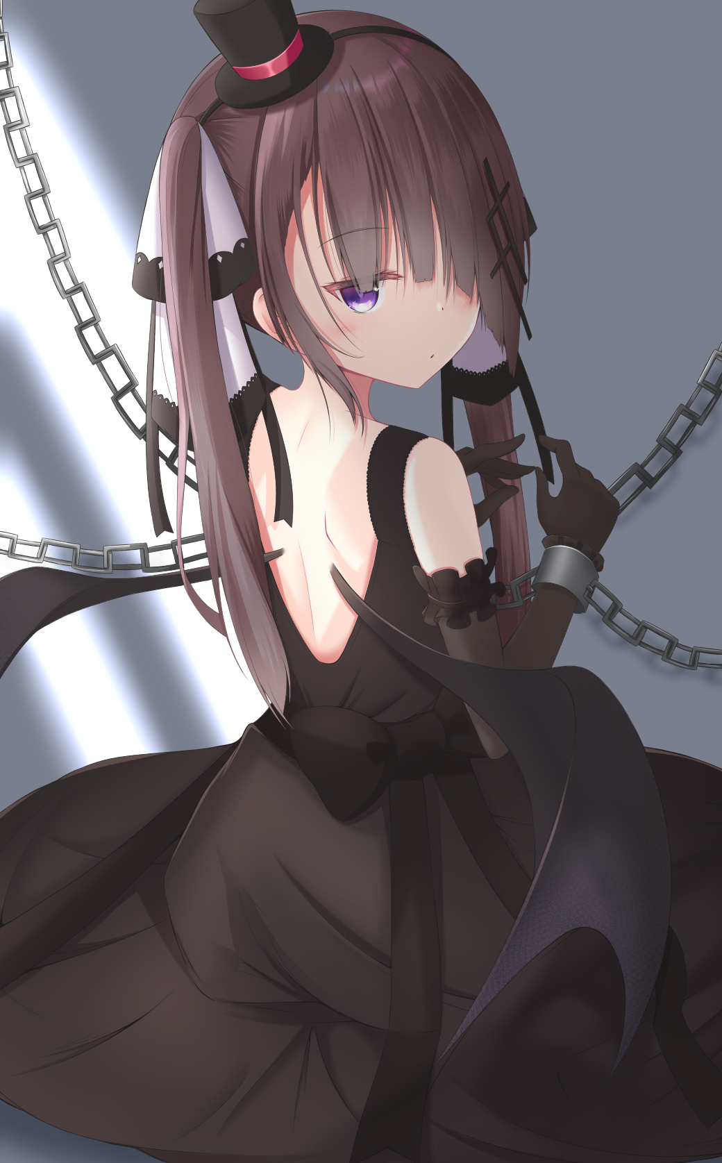 Anime girl in black dress with chains HD Phone Wallpaper